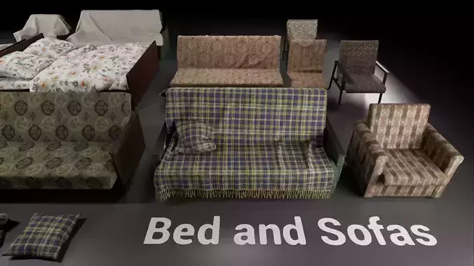 Post Soviet Bed and Sofas UE4