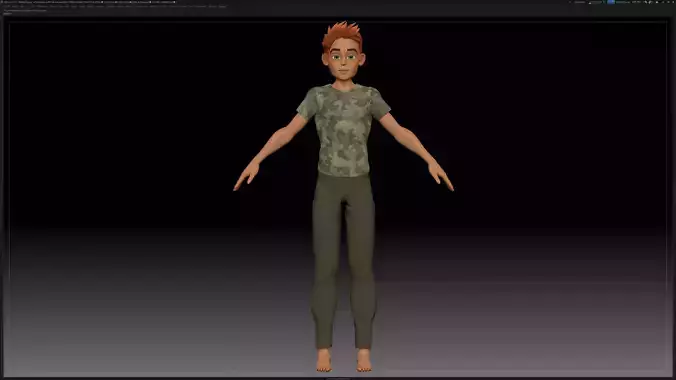 ZBrush Stylized Character Boy Base Mesh - Blue Boy Style 3