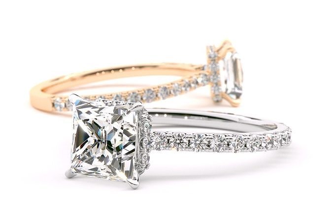 Demi Princess Cut Diamond Ring 3D print model
