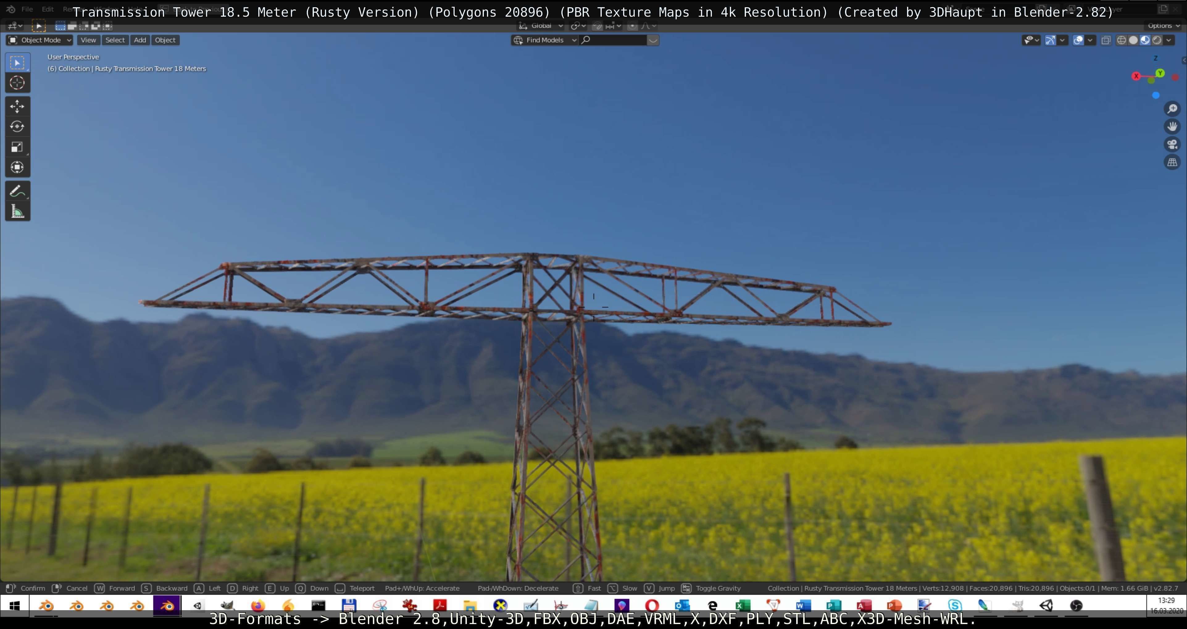 Transmission Tower 18 Meter Rusty Version Low-poly 3D model_72