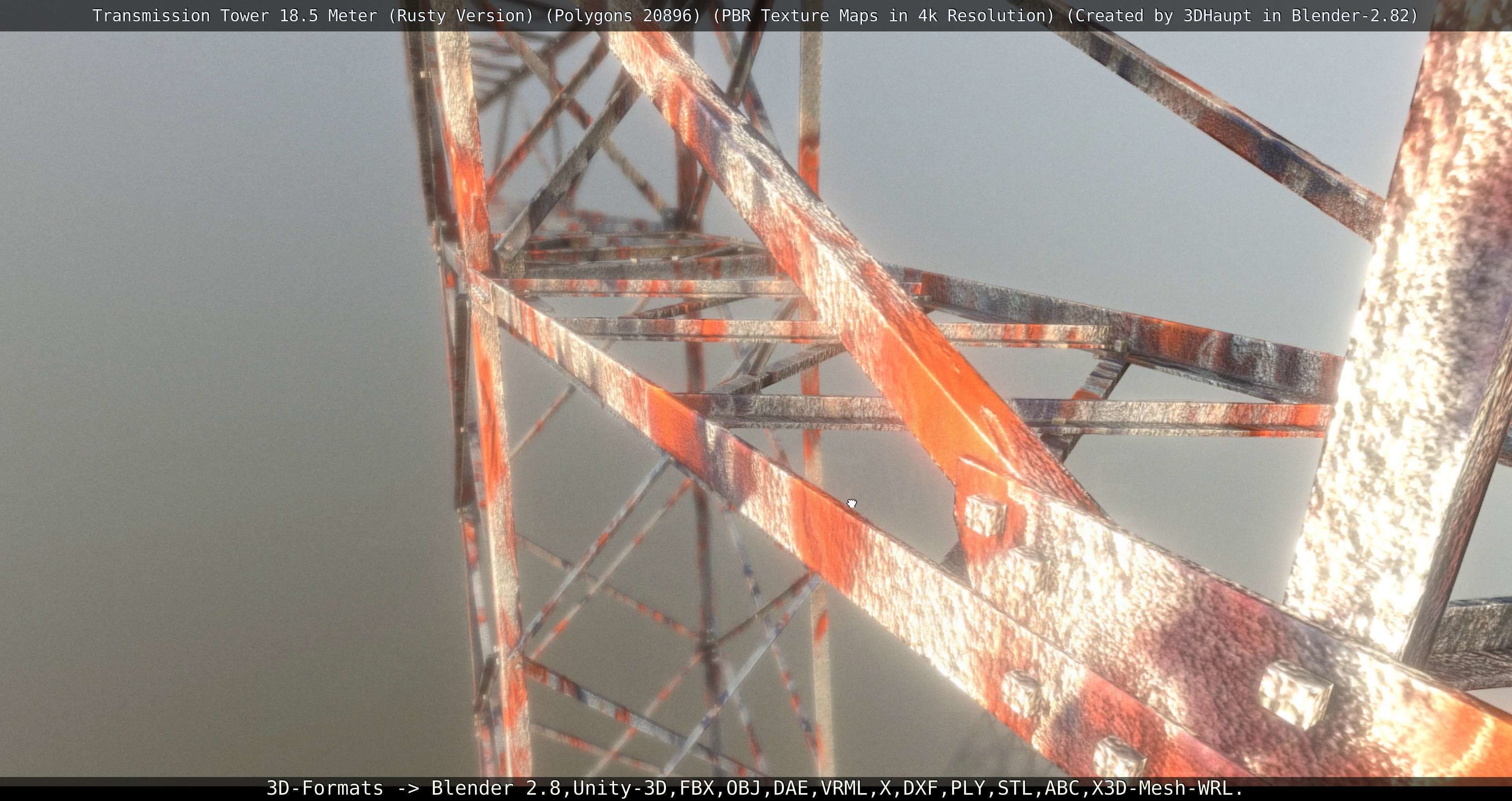 Transmission Tower 18 Meter Rusty Version Low-poly 3D model_44