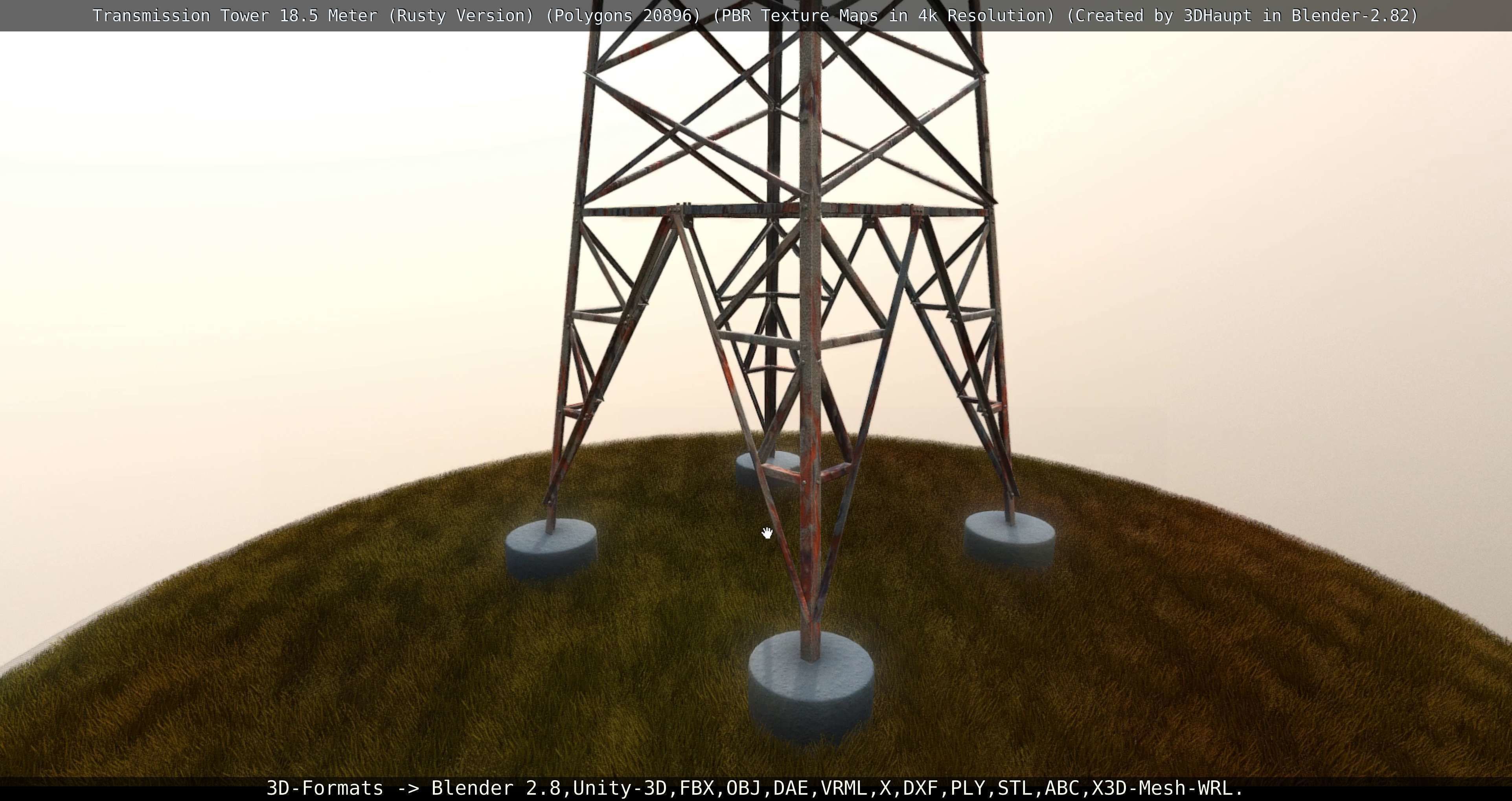 Transmission Tower 18 Meter Rusty Version Low-poly 3D model_48