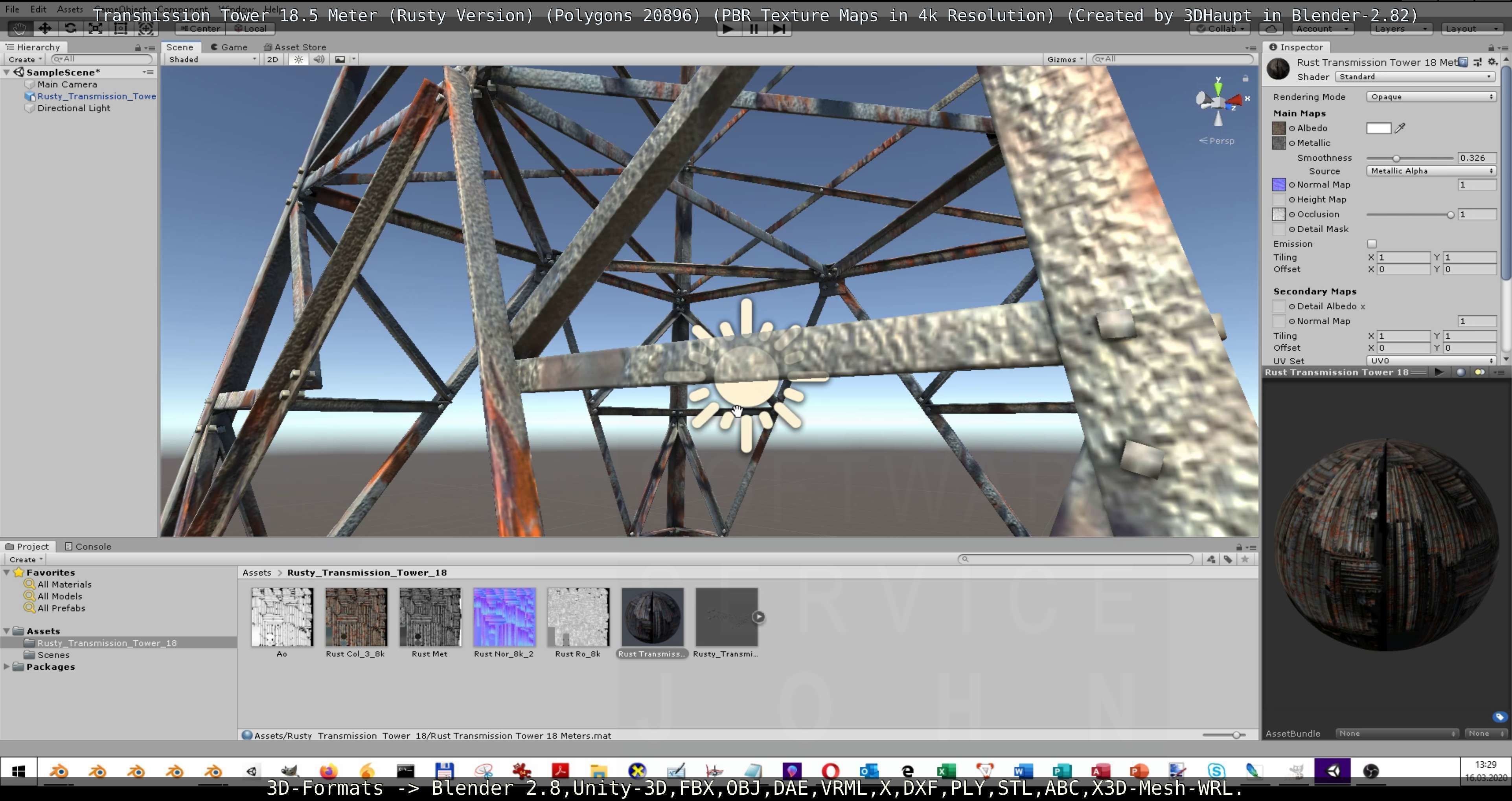 Transmission Tower 18 Meter Rusty Version Low-poly 3D model_121