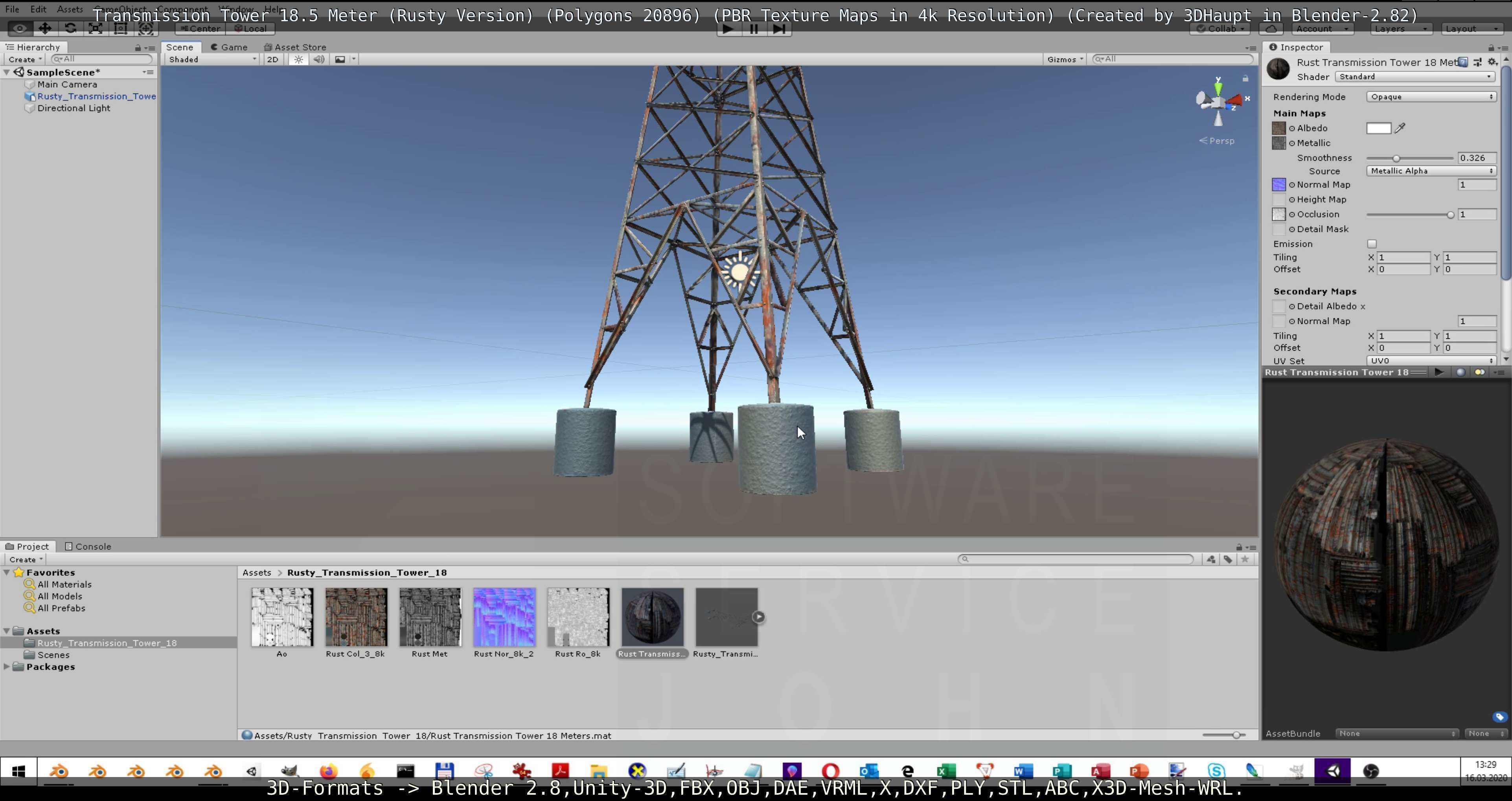 Transmission Tower 18 Meter Rusty Version Low-poly 3D model_29