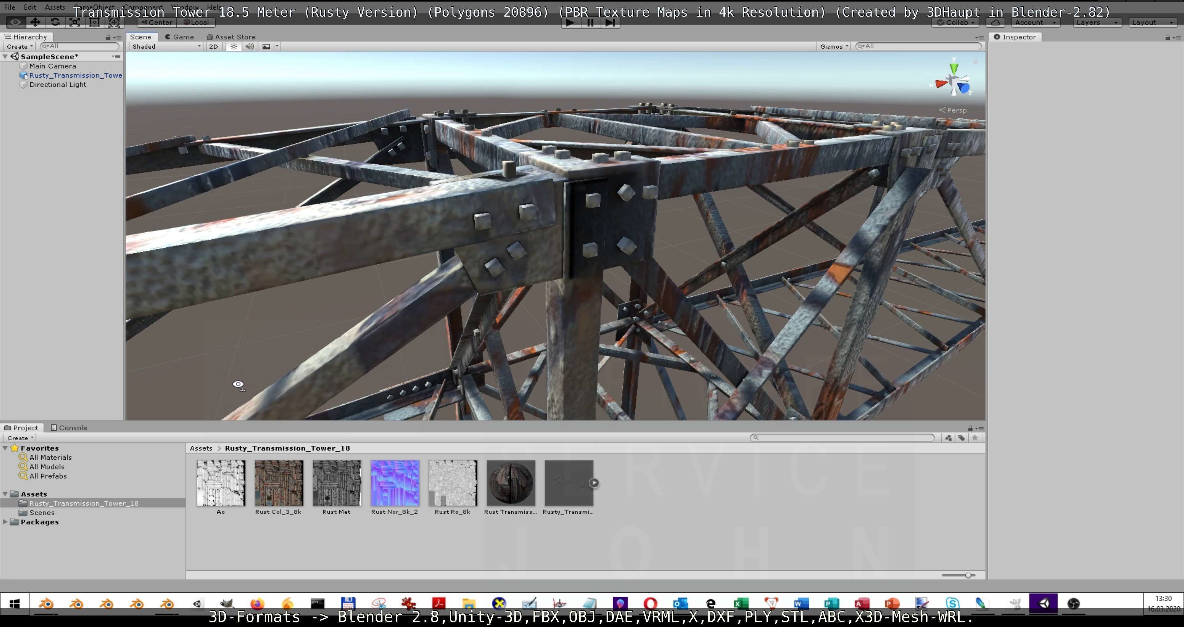 Transmission Tower 18 Meter Rusty Version Low-poly 3D model_132