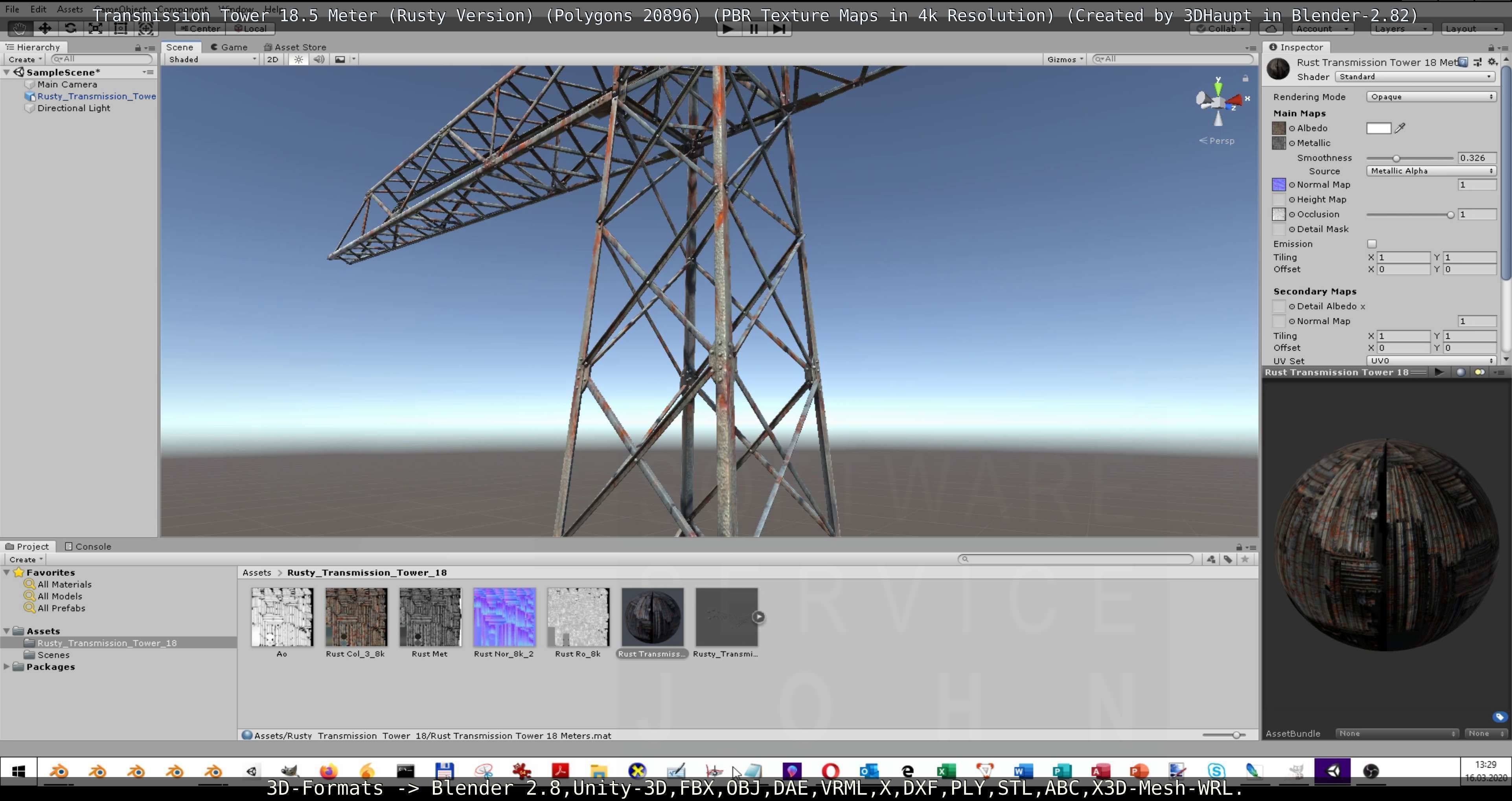 Transmission Tower 18 Meter Rusty Version Low-poly 3D model_122