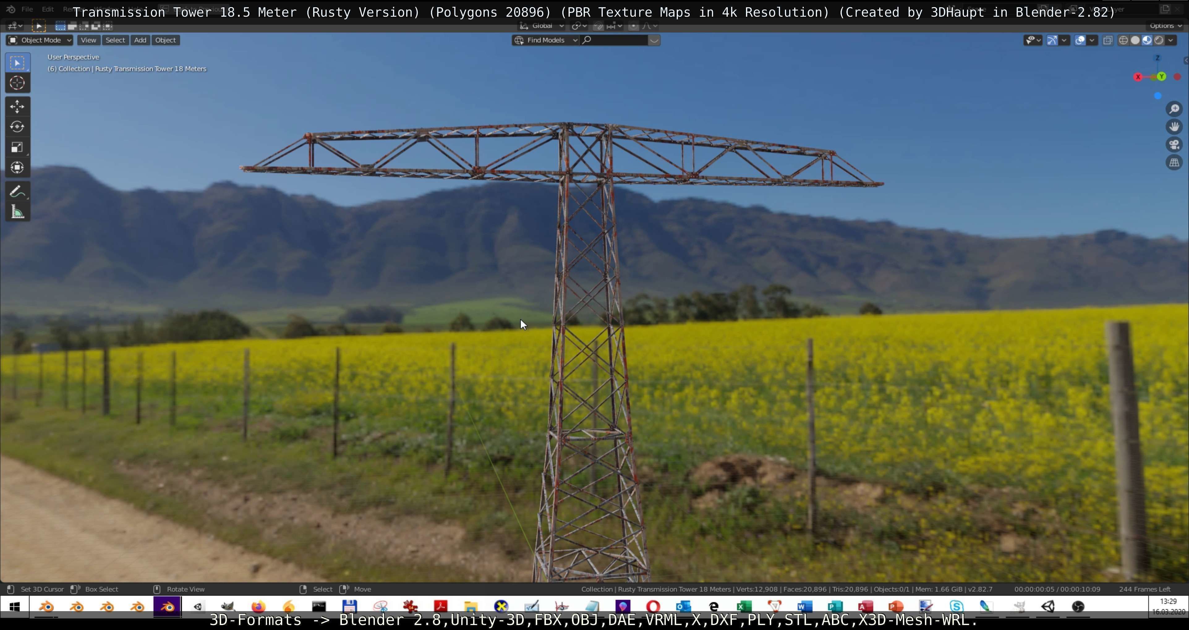 Transmission Tower 18 Meter Rusty Version Low-poly 3D model_67