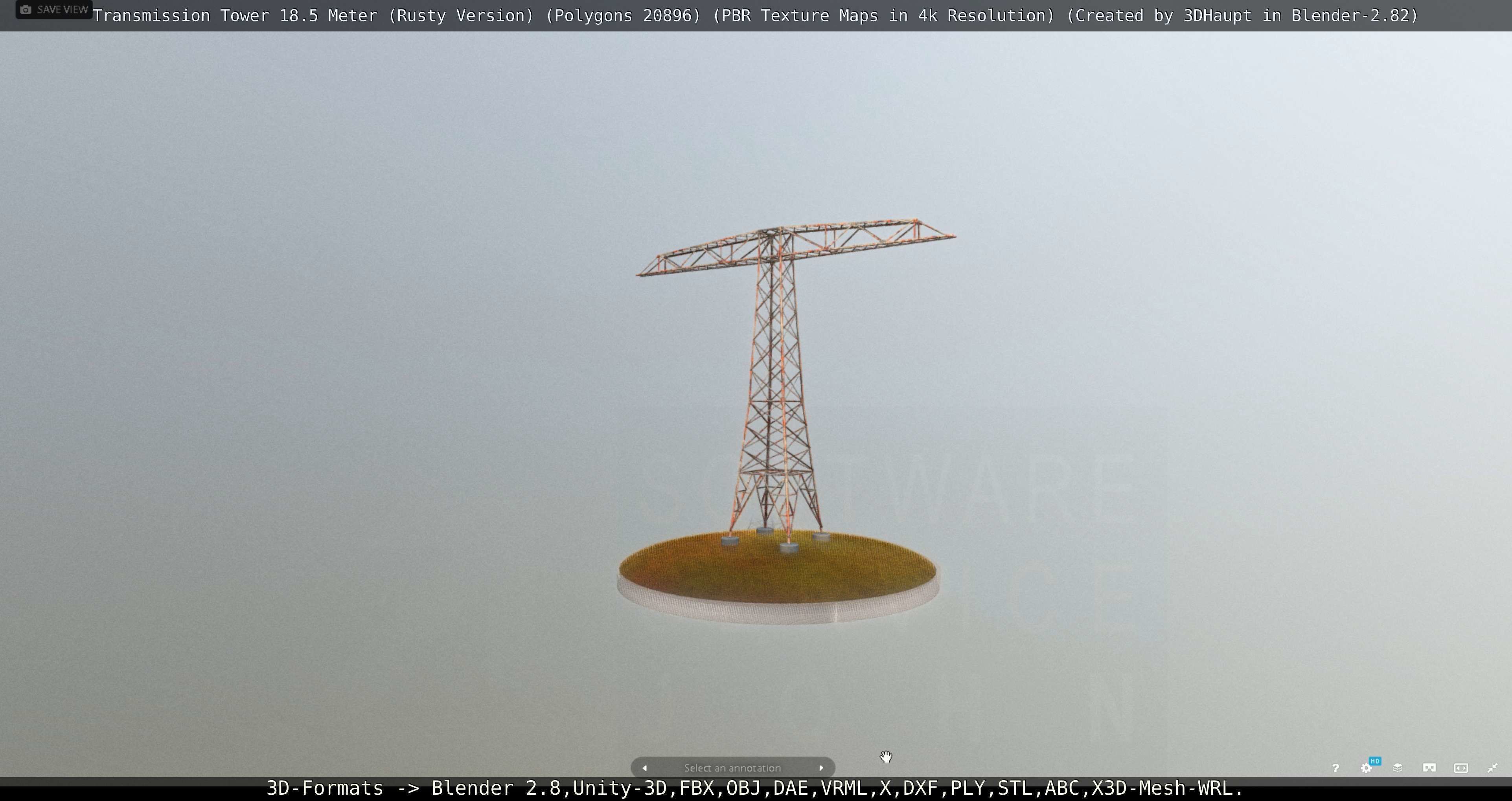 Transmission Tower 18 Meter Rusty Version Low-poly 3D model_56