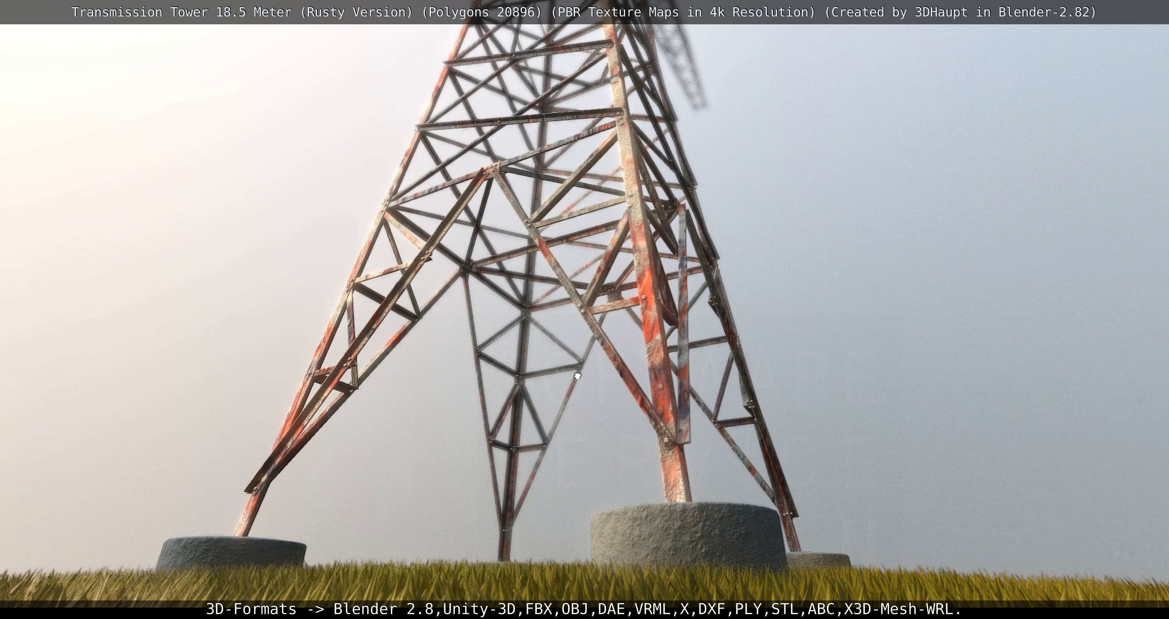 Transmission Tower 18 Meter Rusty Version Low-poly 3D model_60