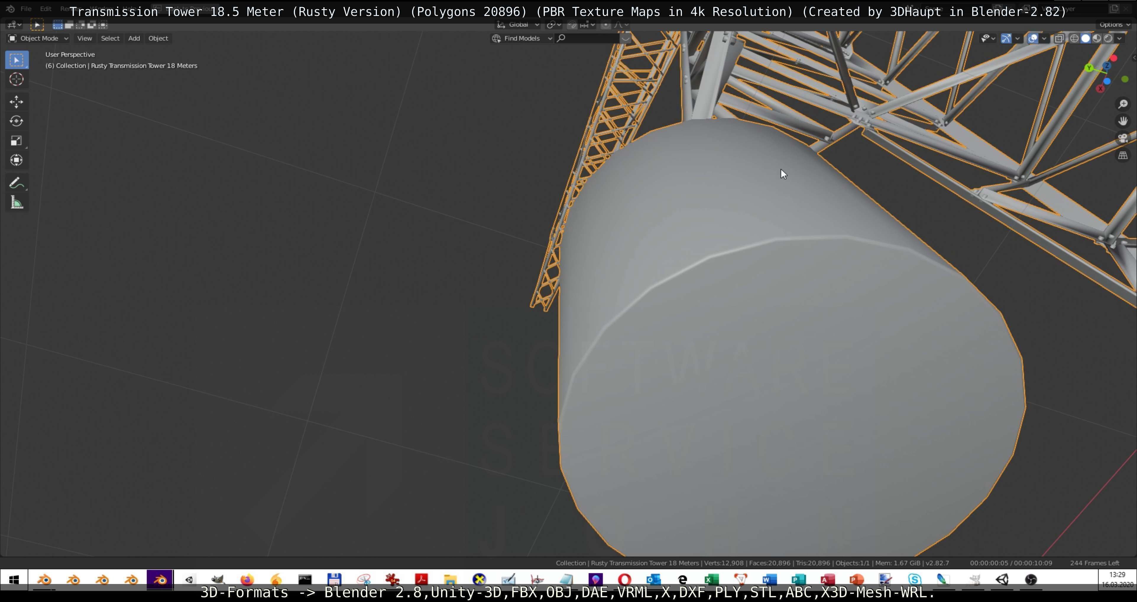 Transmission Tower 18 Meter Rusty Version Low-poly 3D model_94