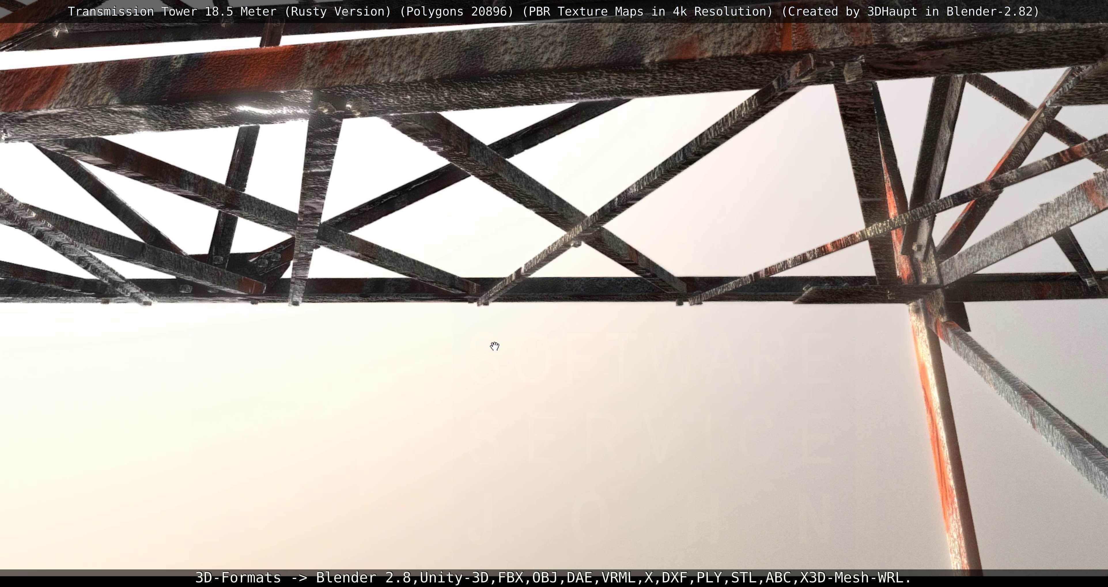 Transmission Tower 18 Meter Rusty Version Low-poly 3D model_120