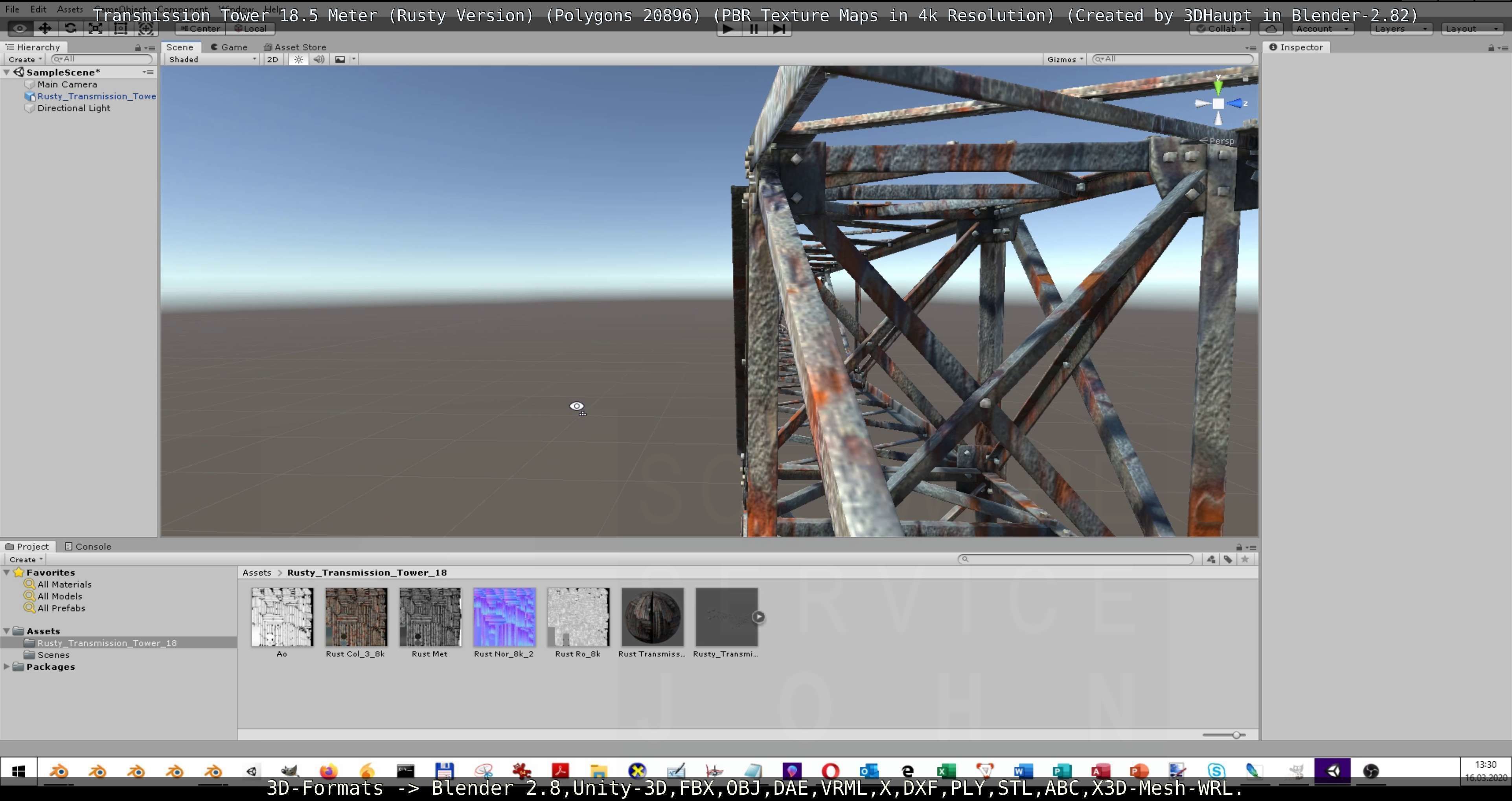 Transmission Tower 18 Meter Rusty Version Low-poly 3D model_126