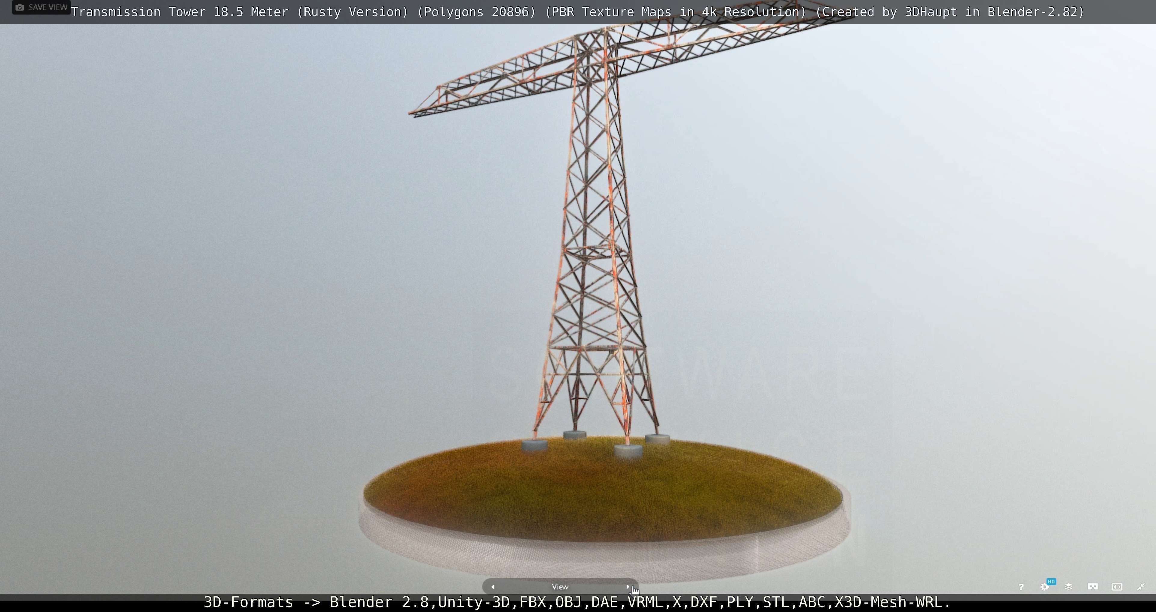 Transmission Tower 18 Meter Rusty Version Low-poly 3D model_78