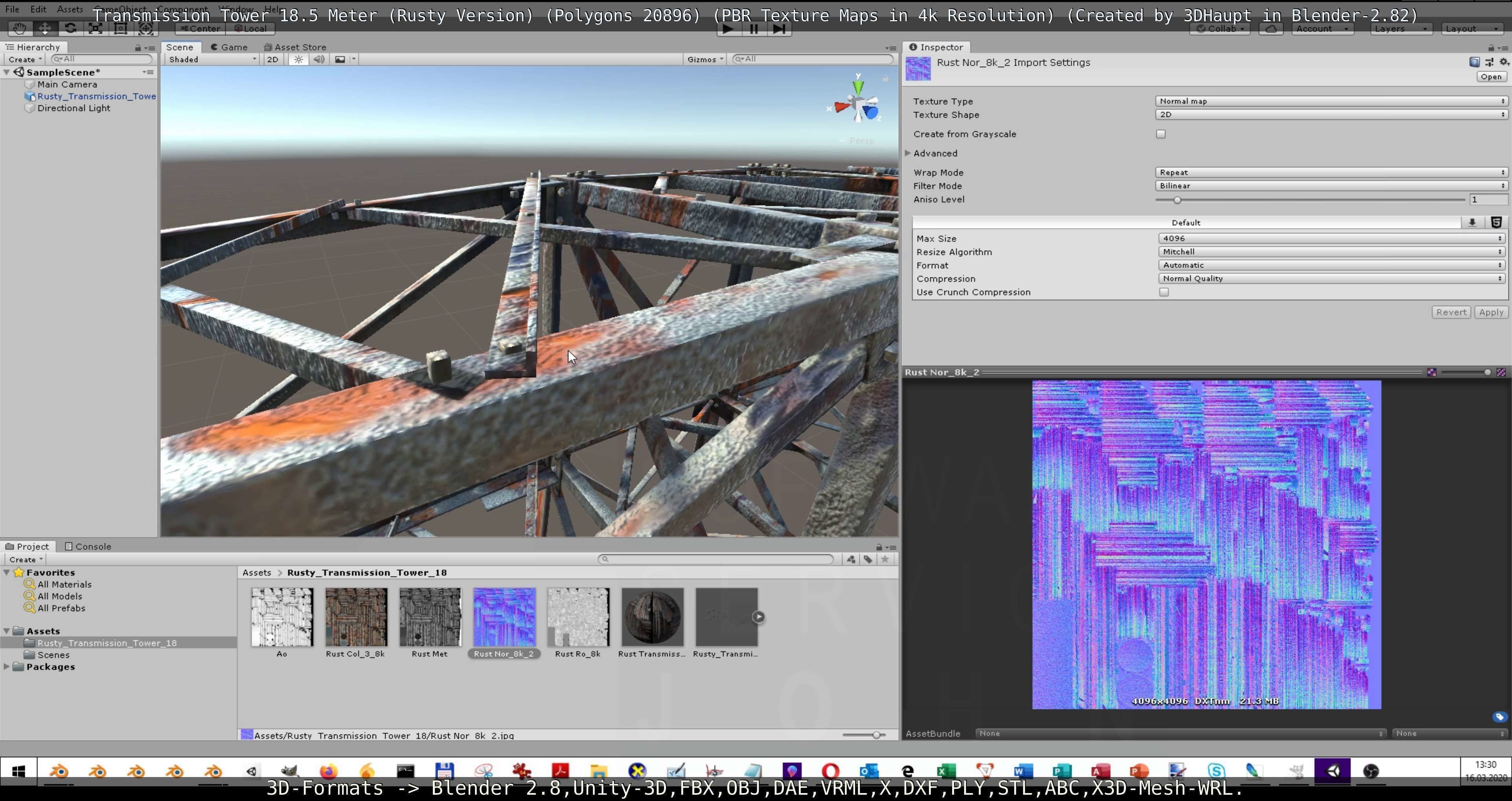 Transmission Tower 18 Meter Rusty Version Low-poly 3D model_37