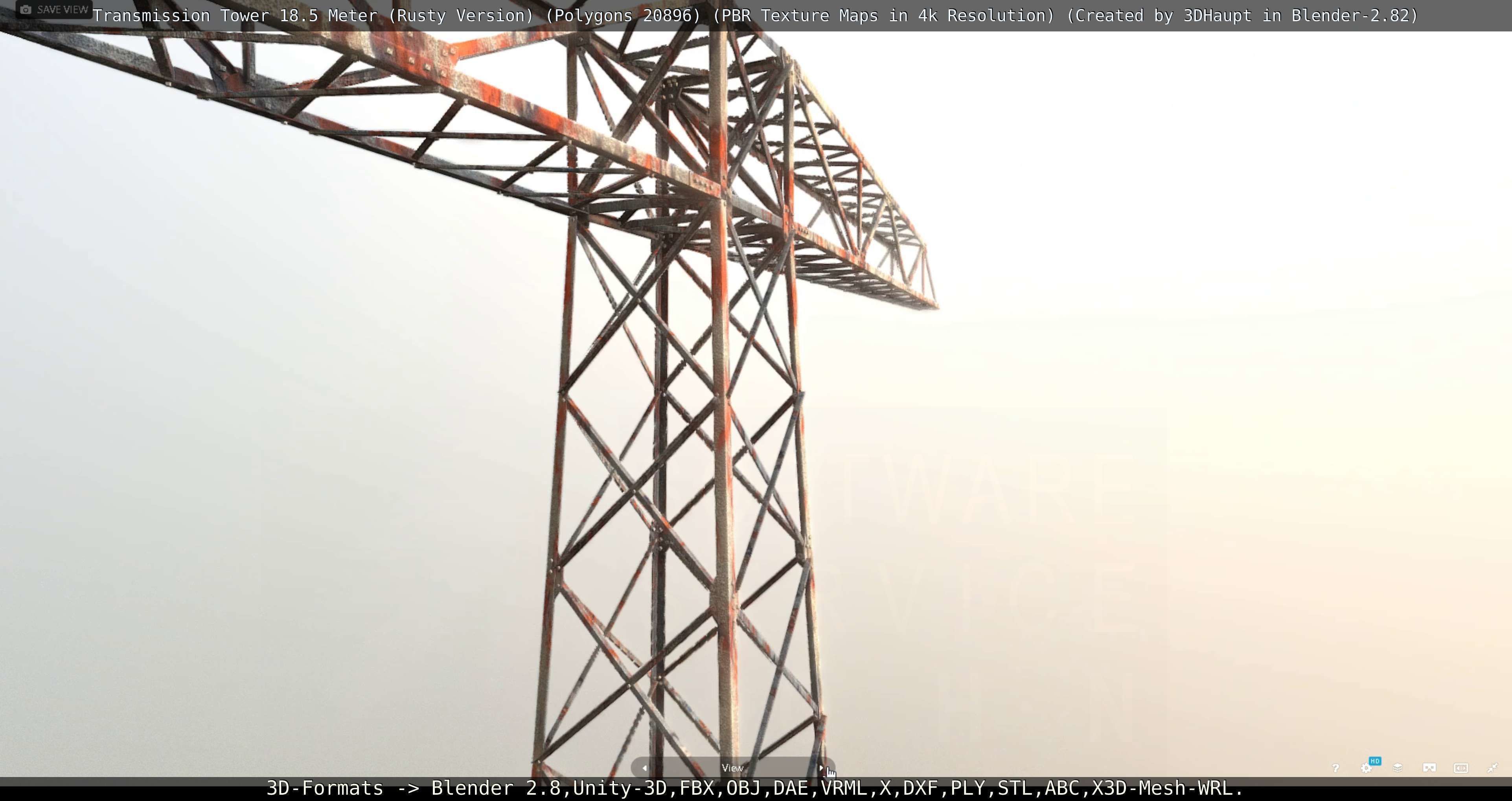 Transmission Tower 18 Meter Rusty Version Low-poly 3D model_40