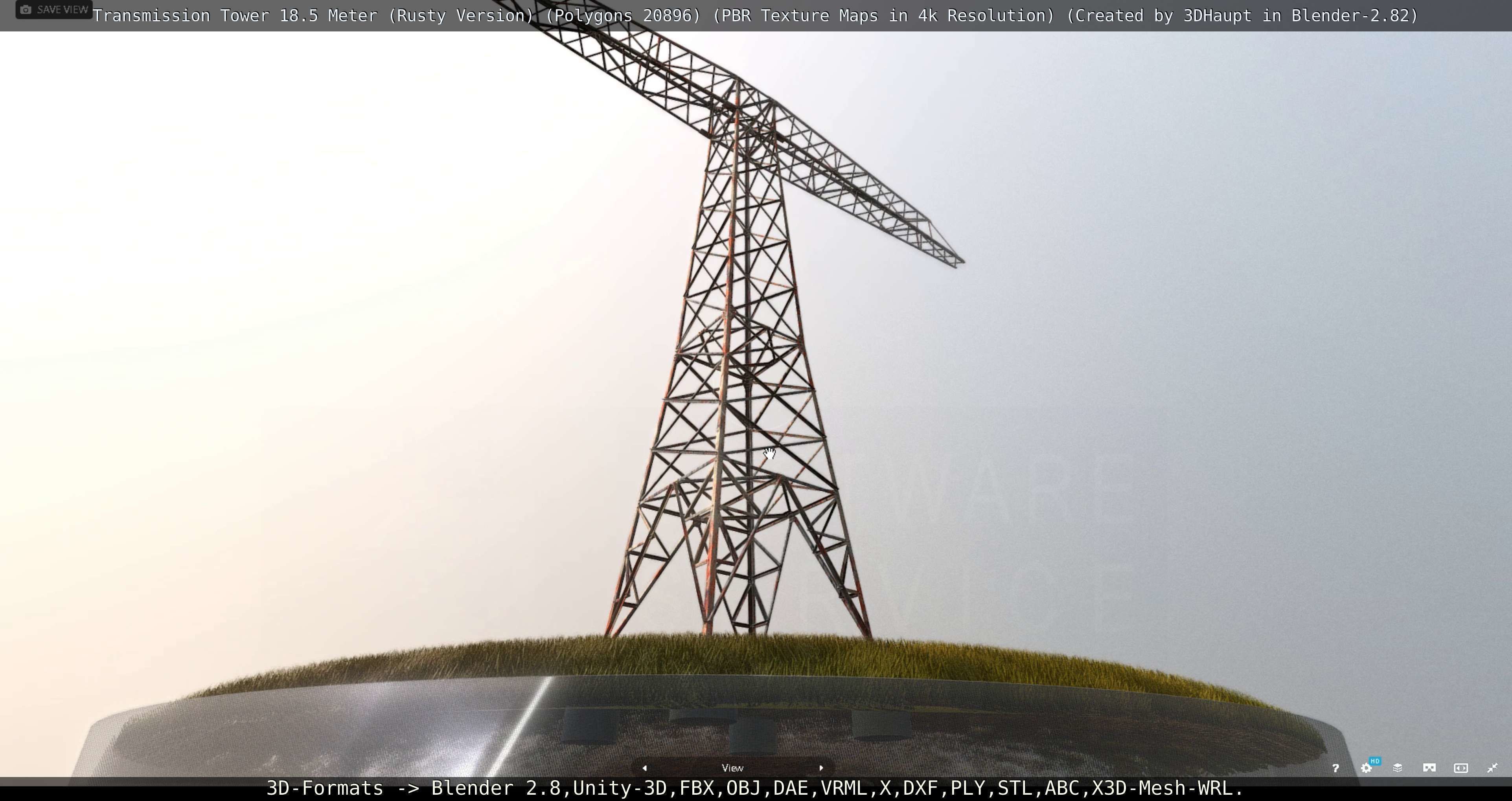Transmission Tower 18 Meter Rusty Version Low-poly 3D model_65