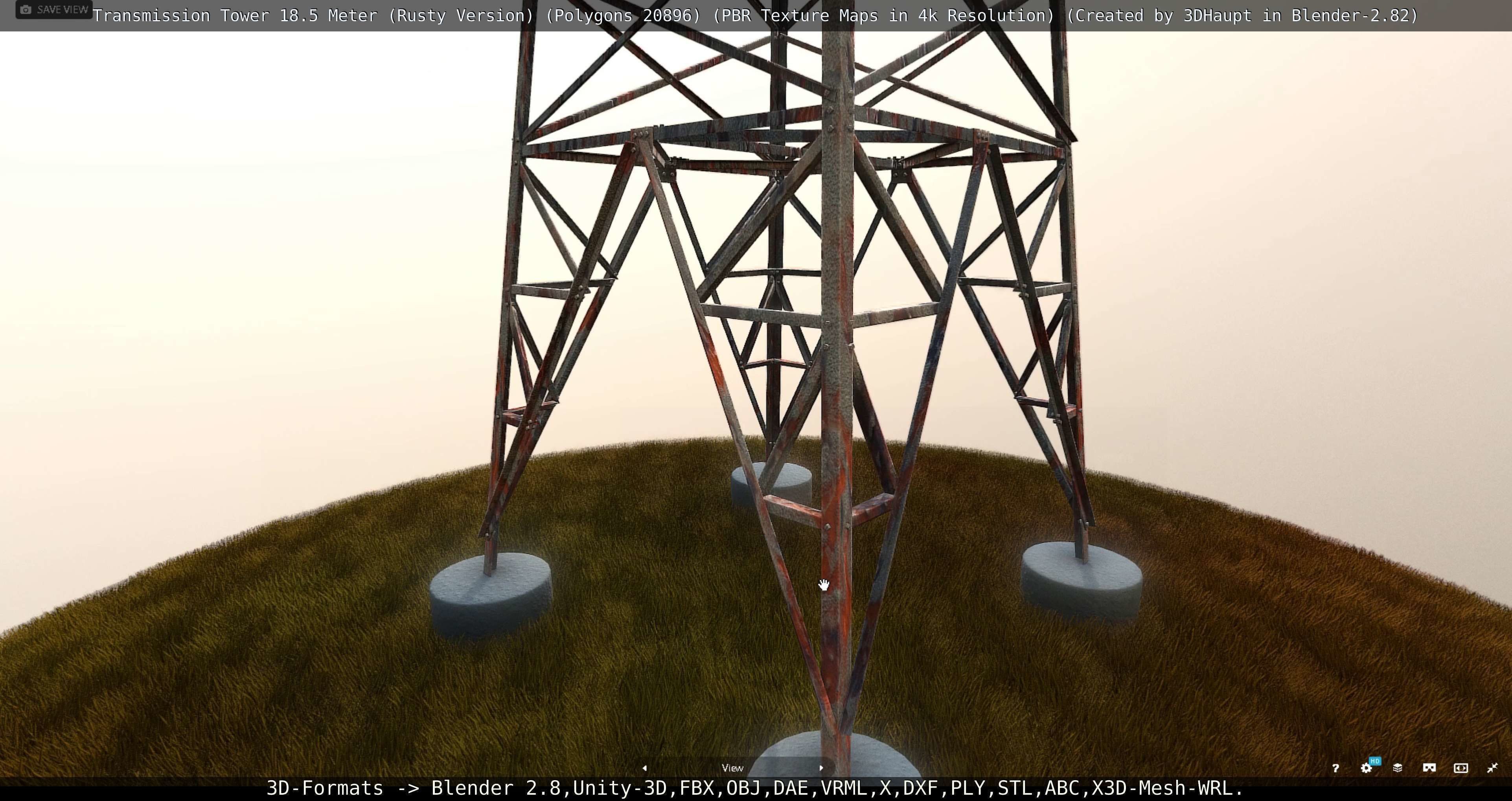 Transmission Tower 18 Meter Rusty Version Low-poly 3D model_49