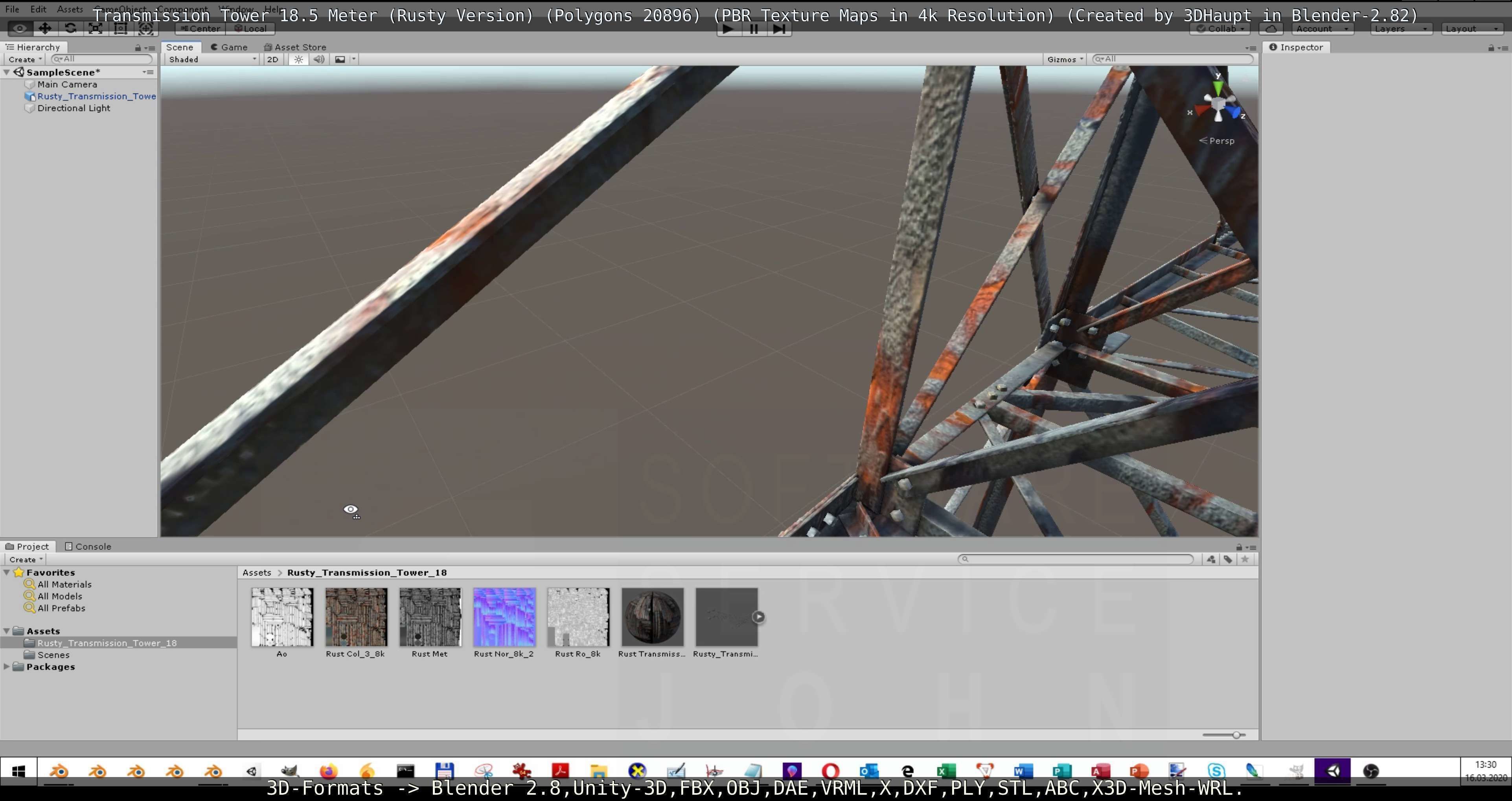 Transmission Tower 18 Meter Rusty Version Low-poly 3D model_127