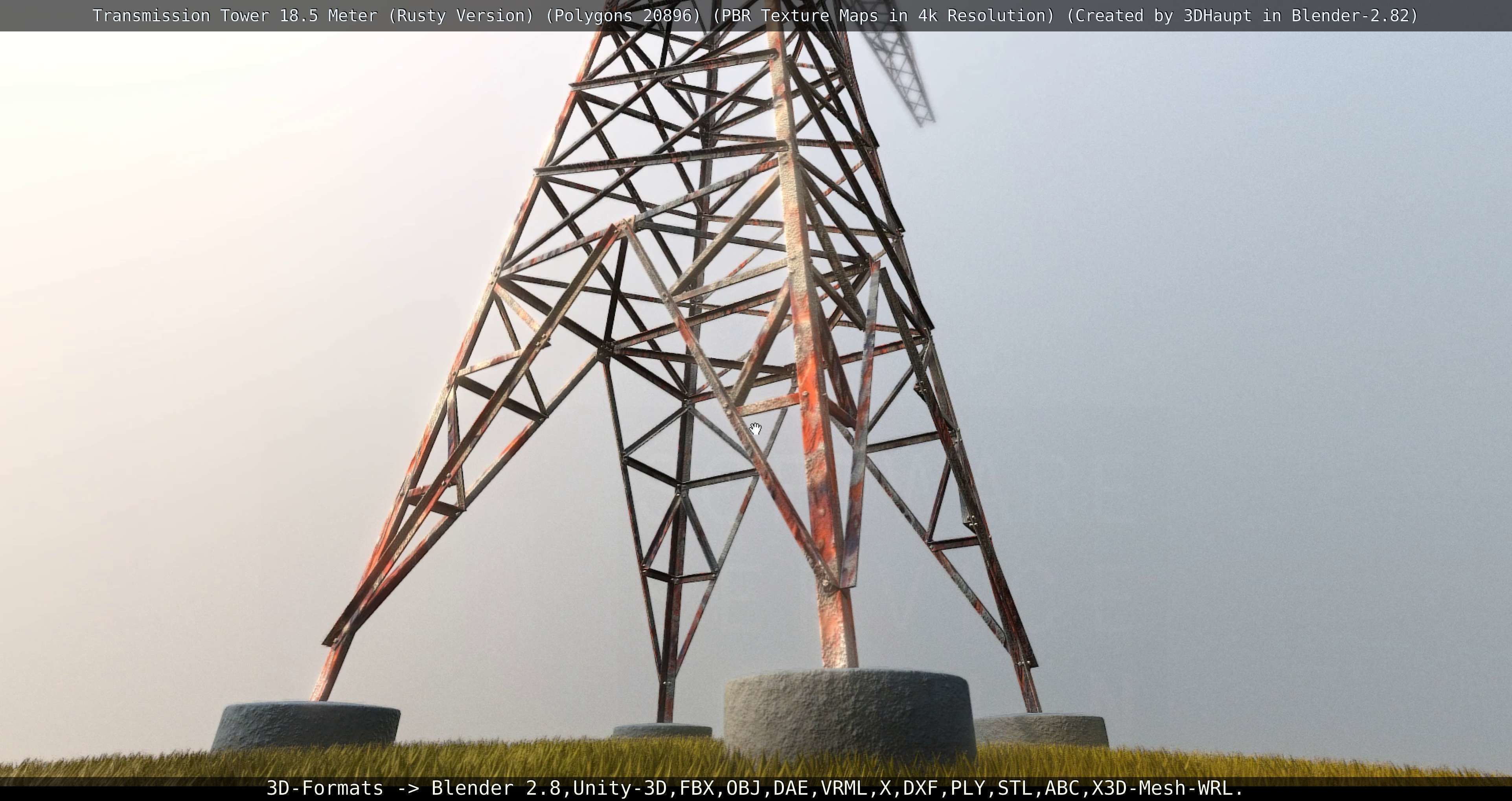 Transmission Tower 18 Meter Rusty Version Low-poly 3D model_61