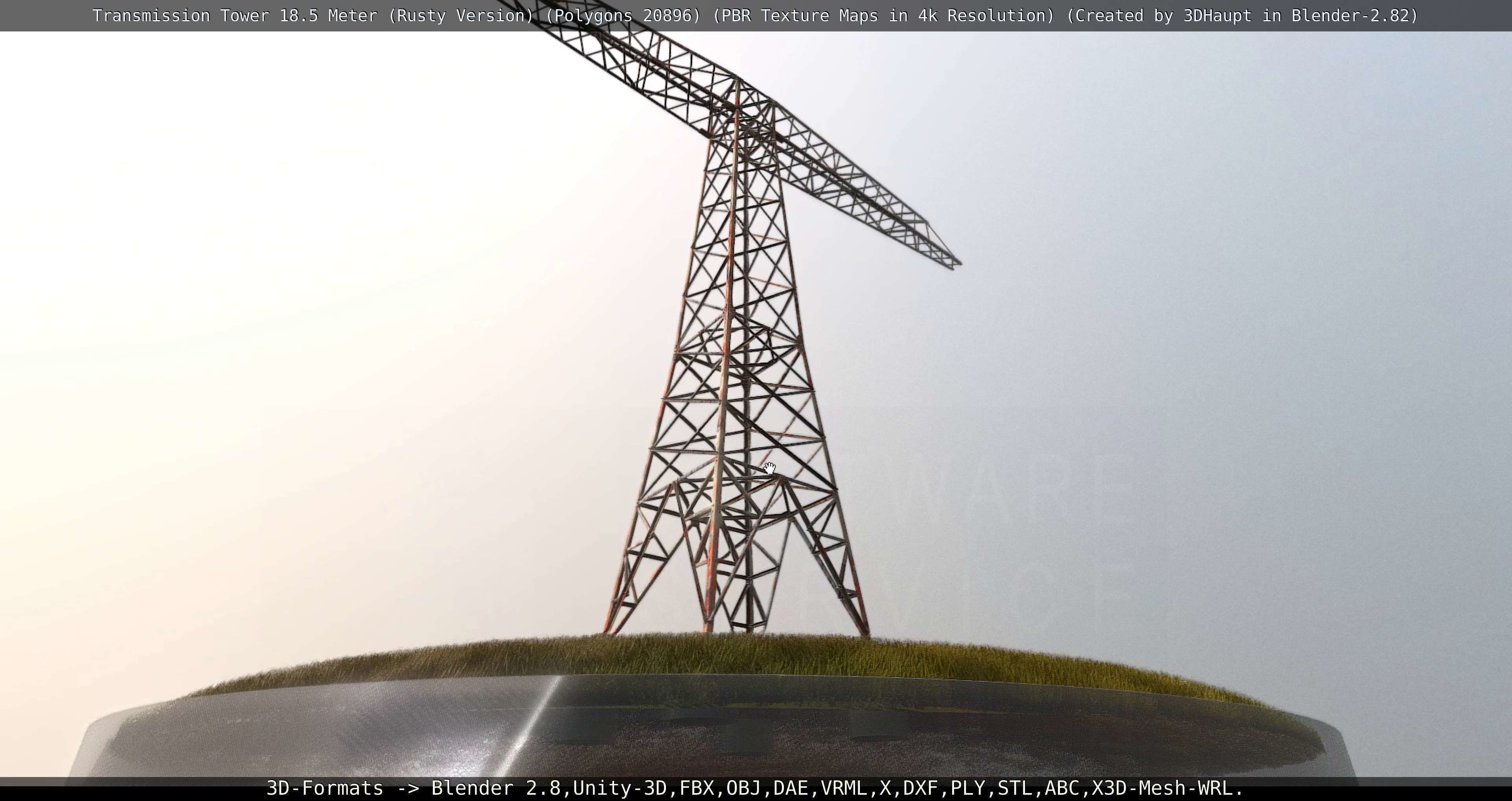 Transmission Tower 18 Meter Rusty Version Low-poly 3D model_64