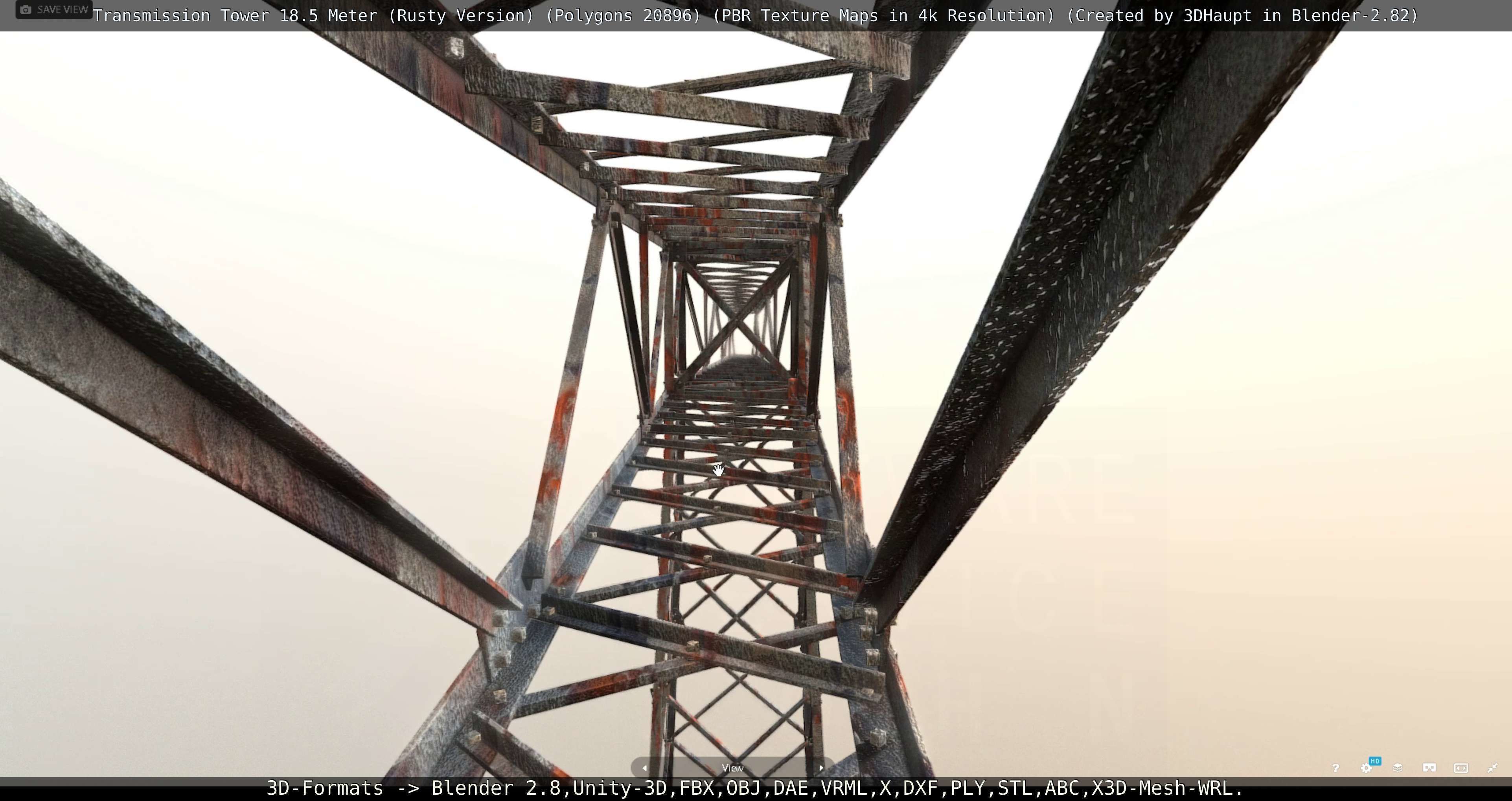 Transmission Tower 18 Meter Rusty Version Low-poly 3D model_98