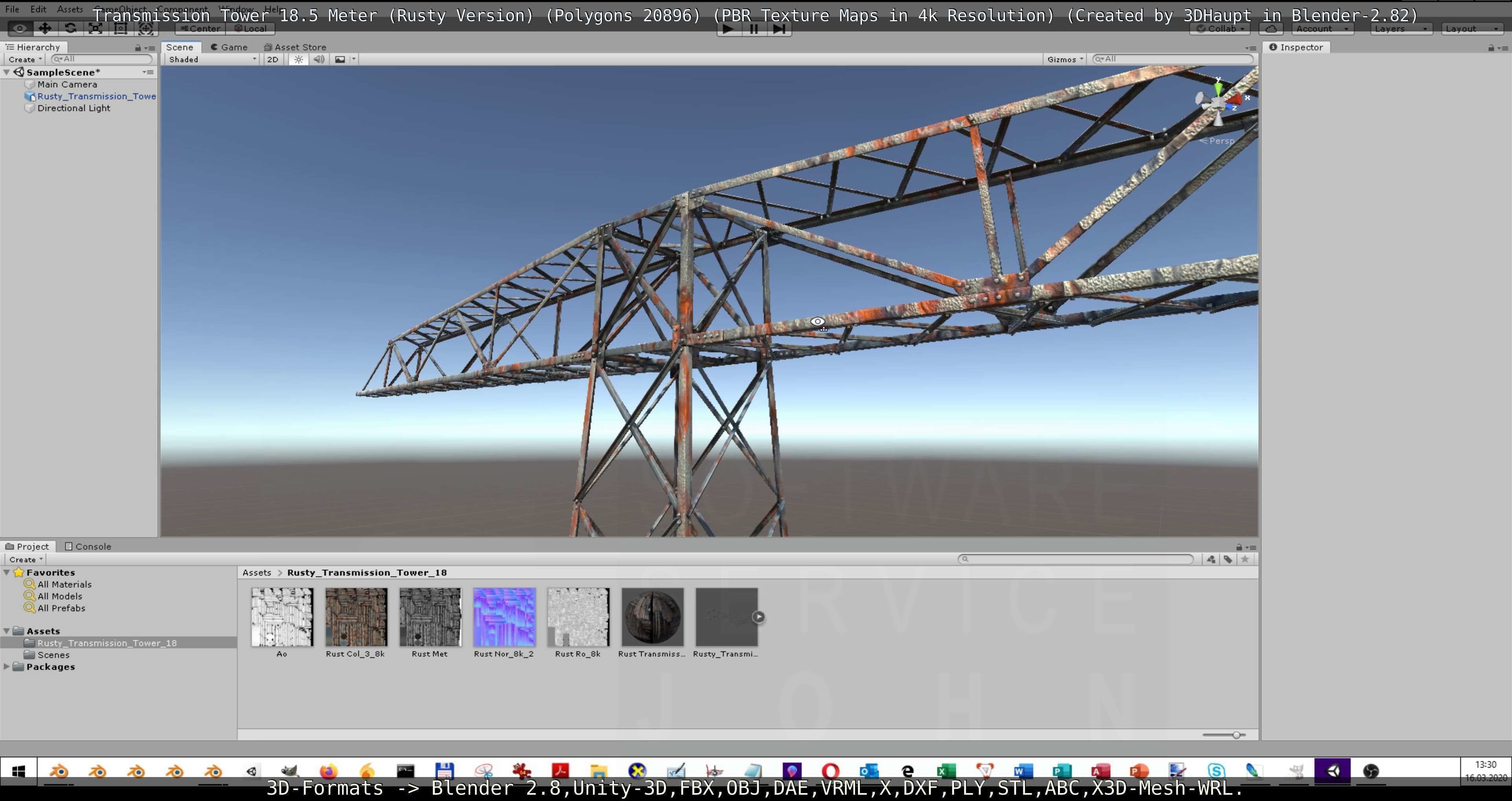 Transmission Tower 18 Meter Rusty Version Low-poly 3D model_124