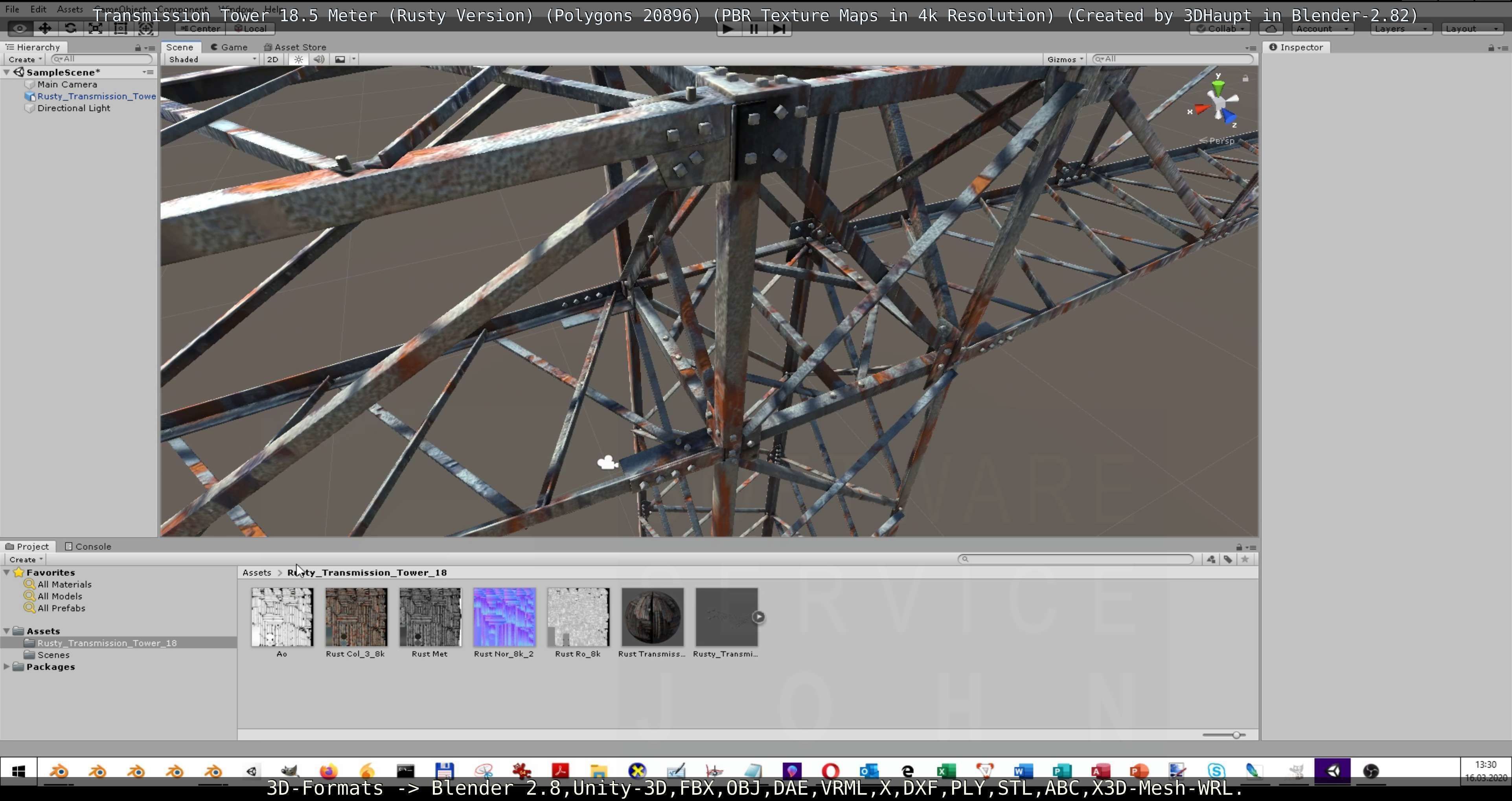 Transmission Tower 18 Meter Rusty Version Low-poly 3D model_129