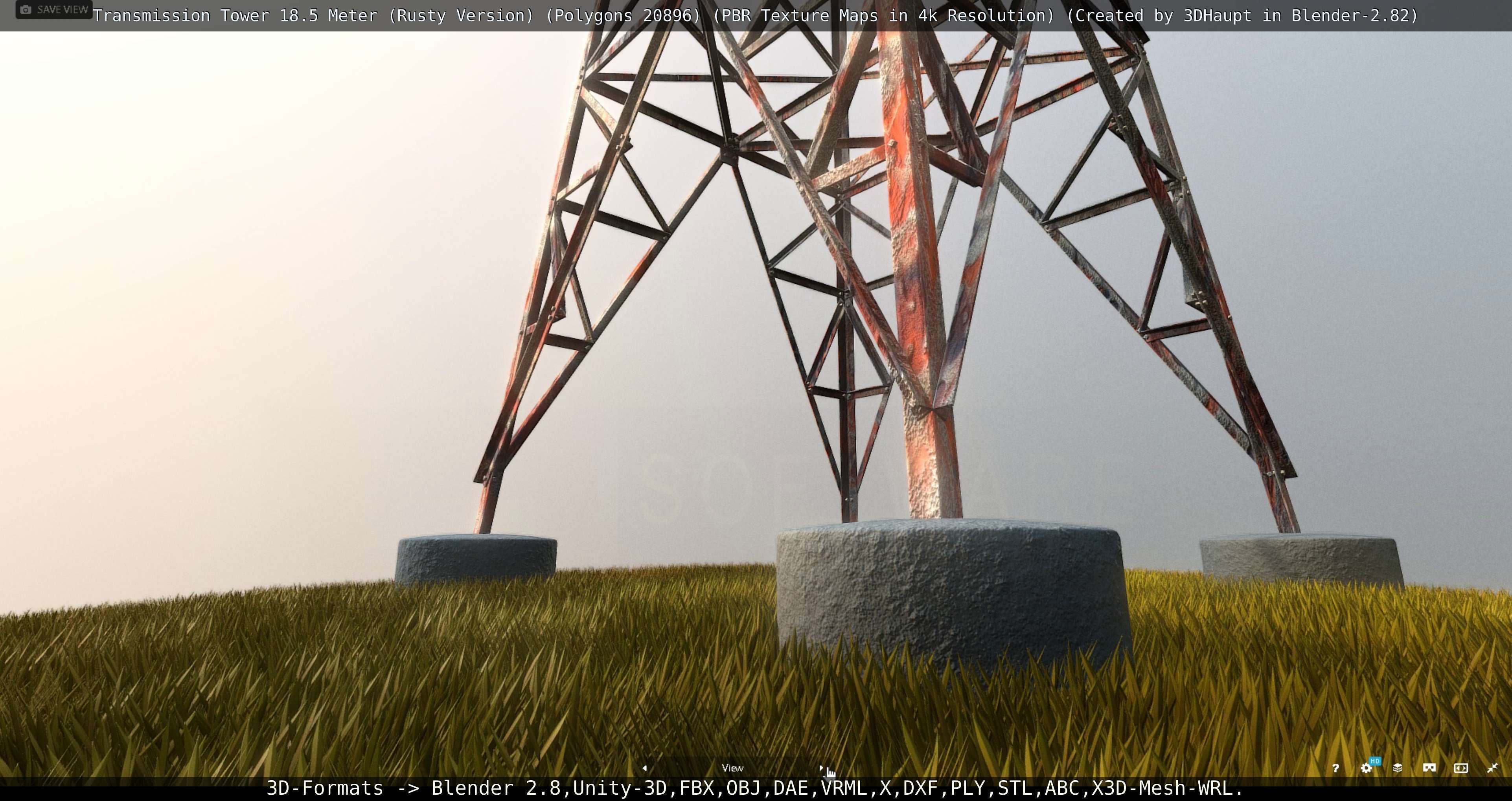 Transmission Tower 18 Meter Rusty Version Low-poly 3D model_25