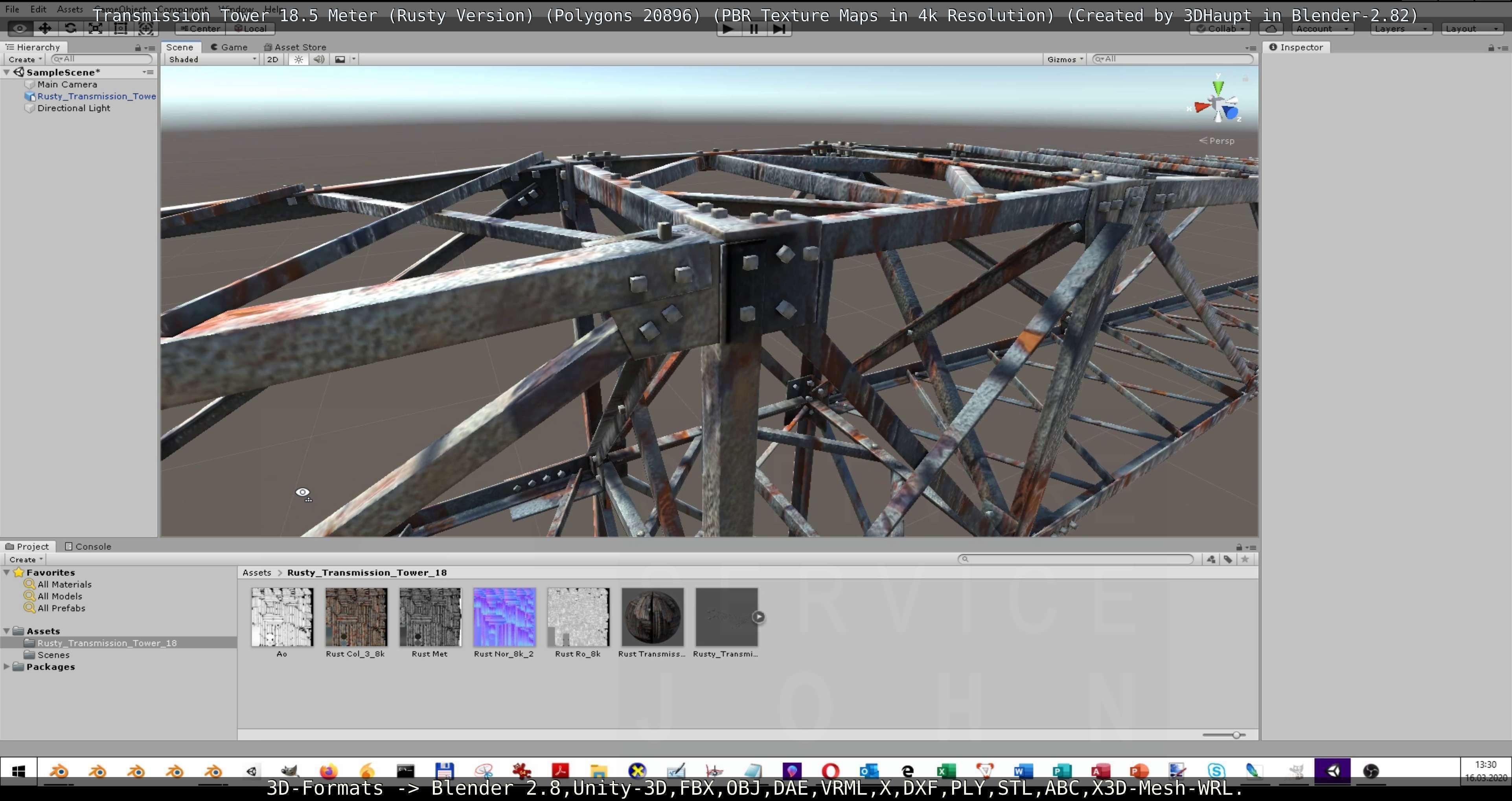 Transmission Tower 18 Meter Rusty Version Low-poly 3D model_130