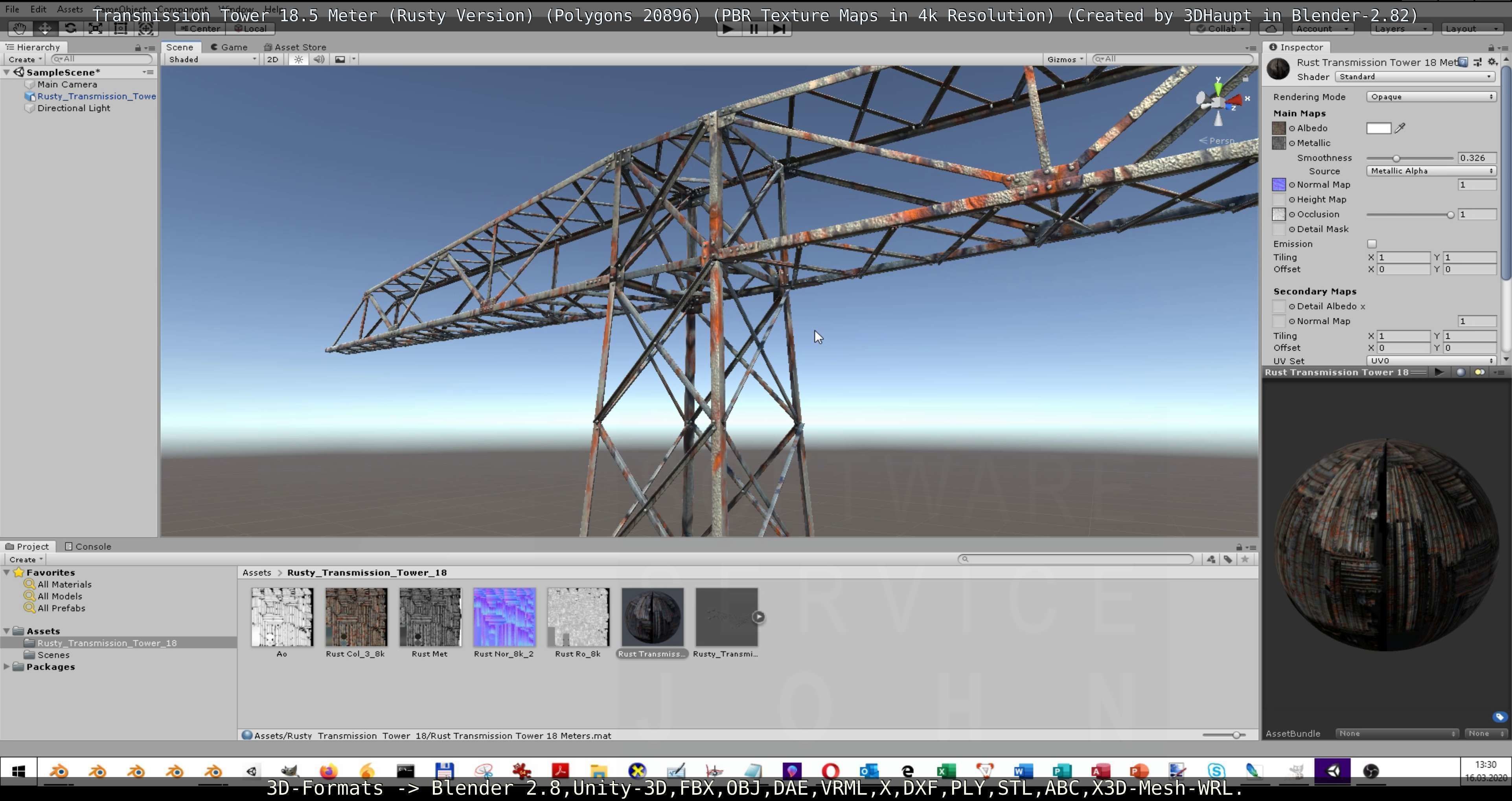 Transmission Tower 18 Meter Rusty Version Low-poly 3D model_33