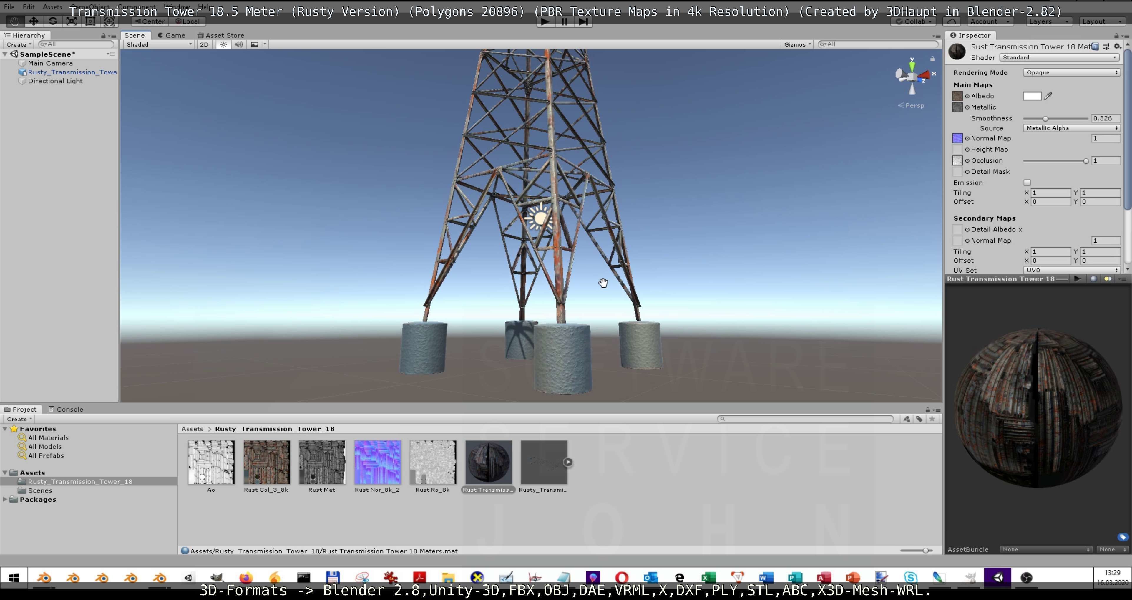 Transmission Tower 18 Meter Rusty Version Low-poly 3D model_117
