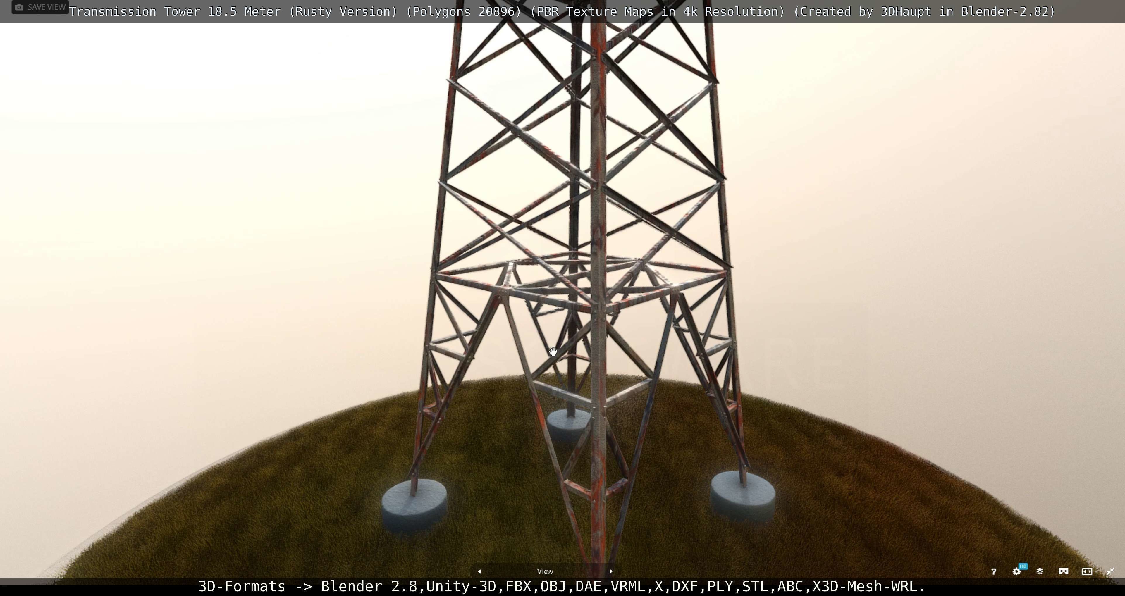 Transmission Tower 18 Meter Rusty Version Low-poly 3D model_47