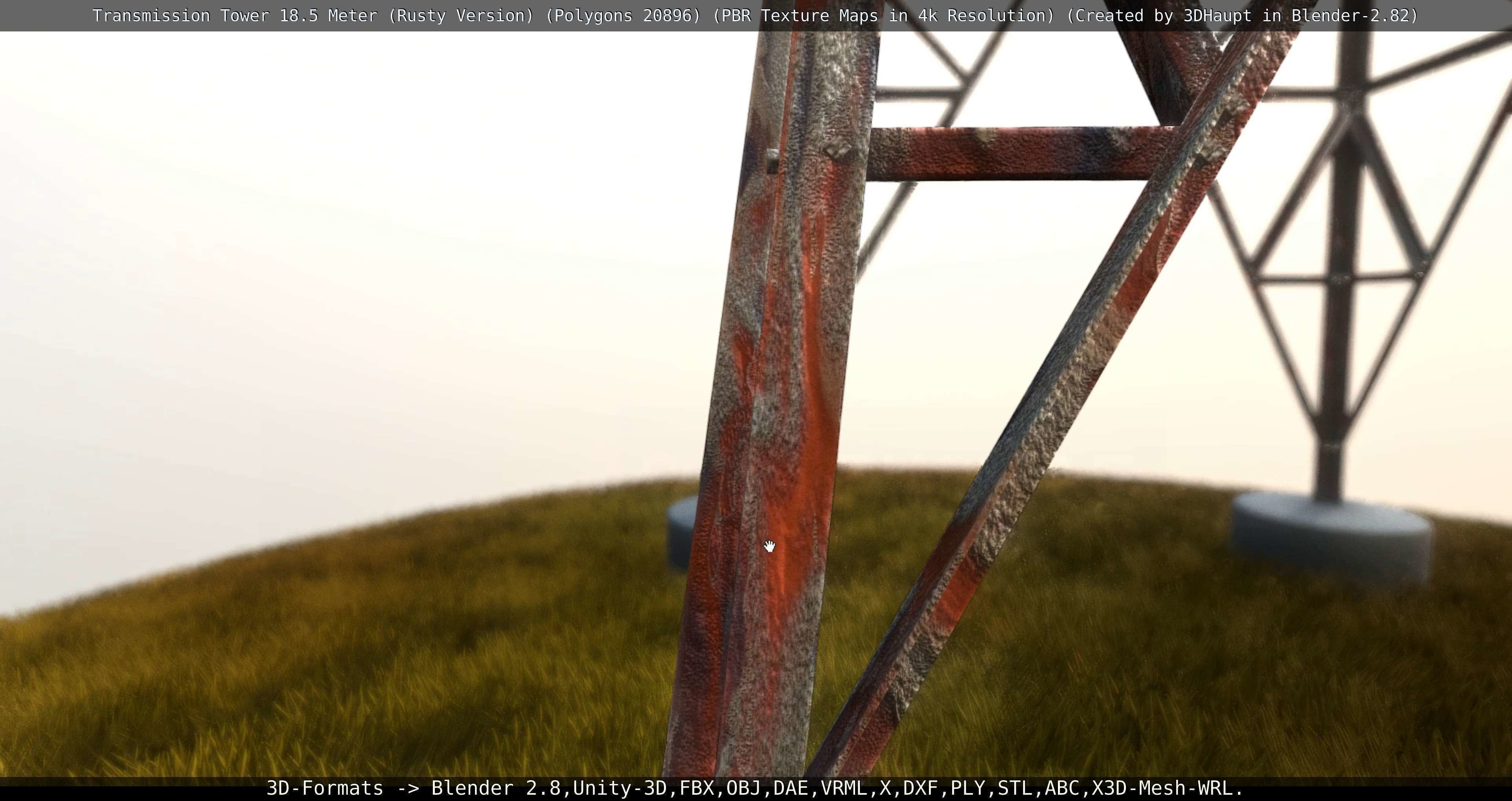 Transmission Tower 18 Meter Rusty Version Low-poly 3D model_51