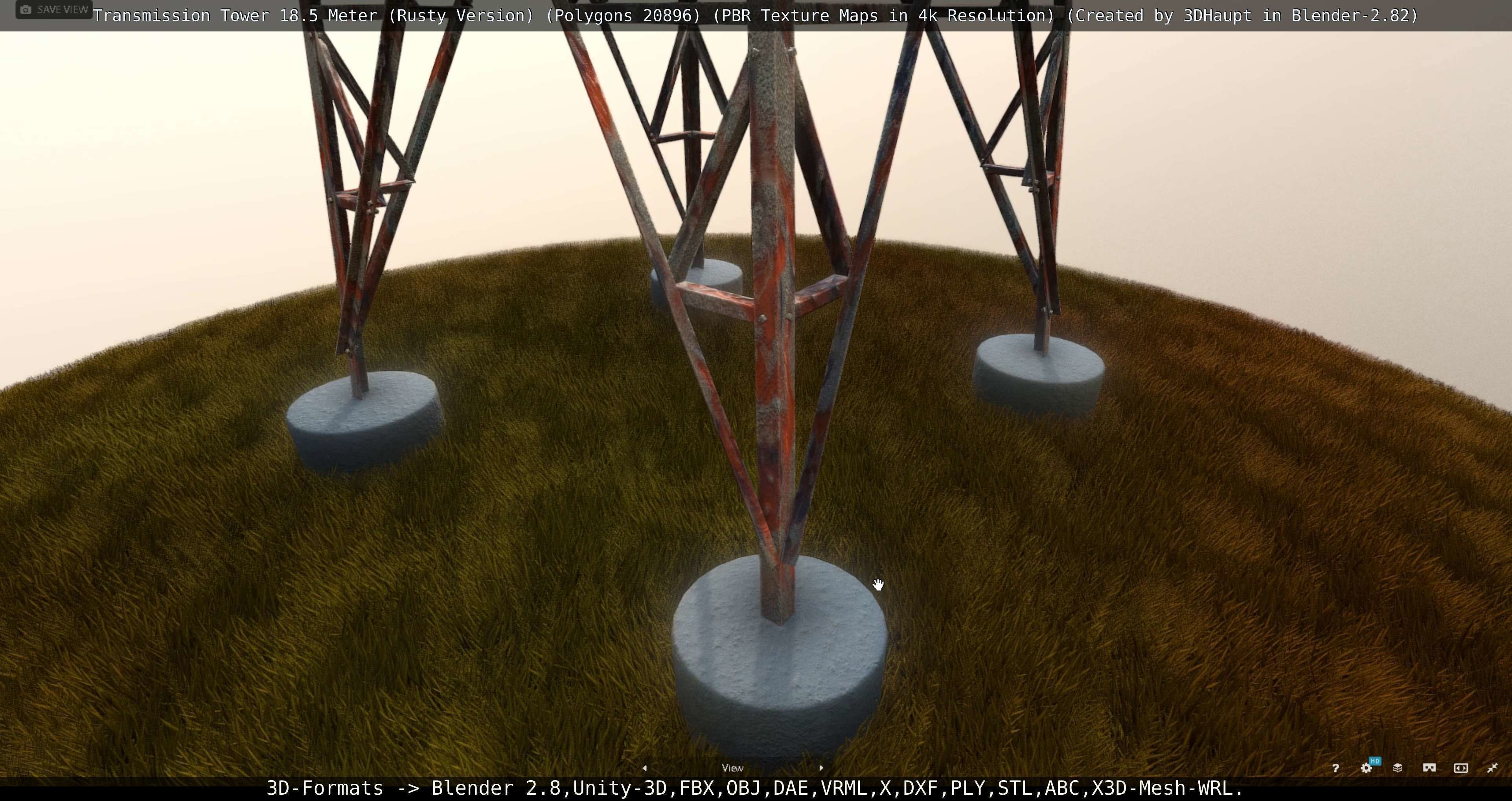 Transmission Tower 18 Meter Rusty Version Low-poly 3D model_50