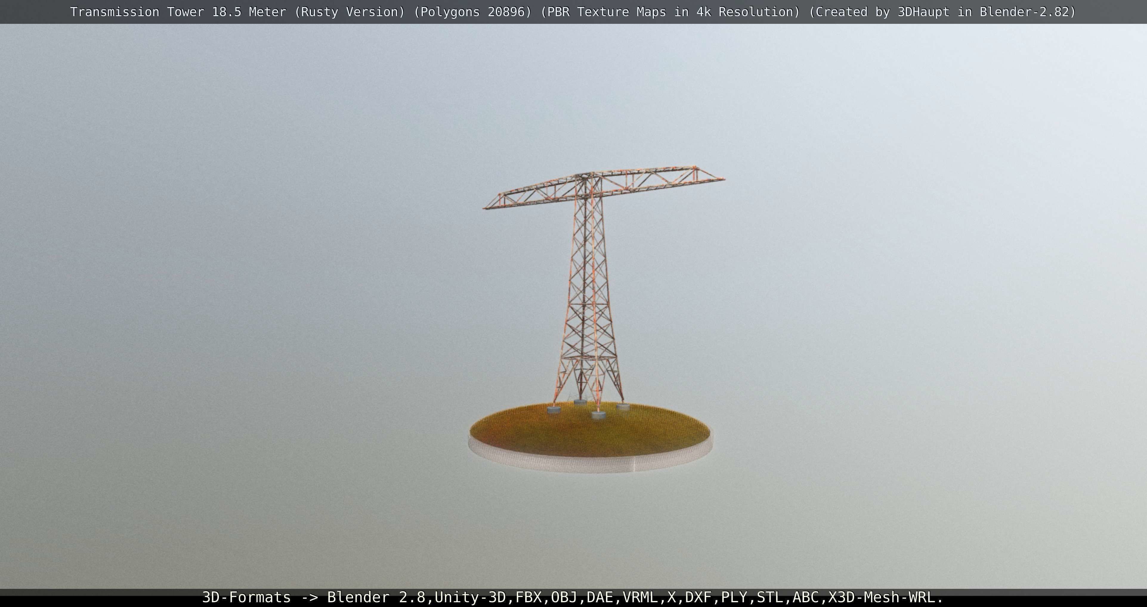 Transmission Tower 18 Meter Rusty Version Low-poly 3D model_45