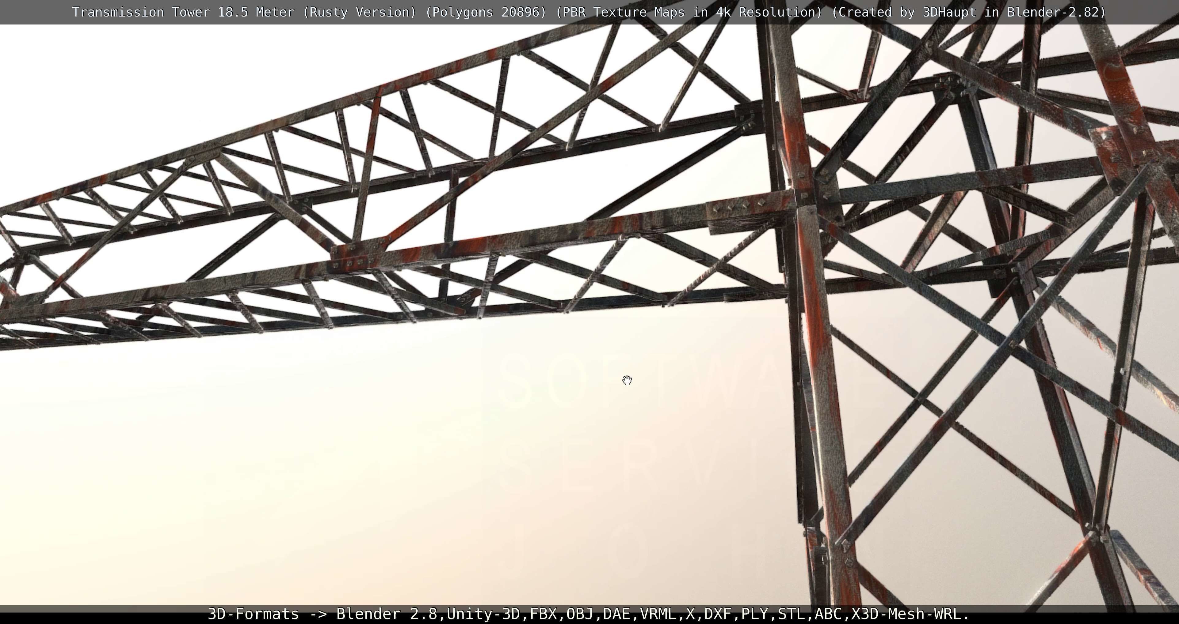 Transmission Tower 18 Meter Rusty Version Low-poly 3D model_131