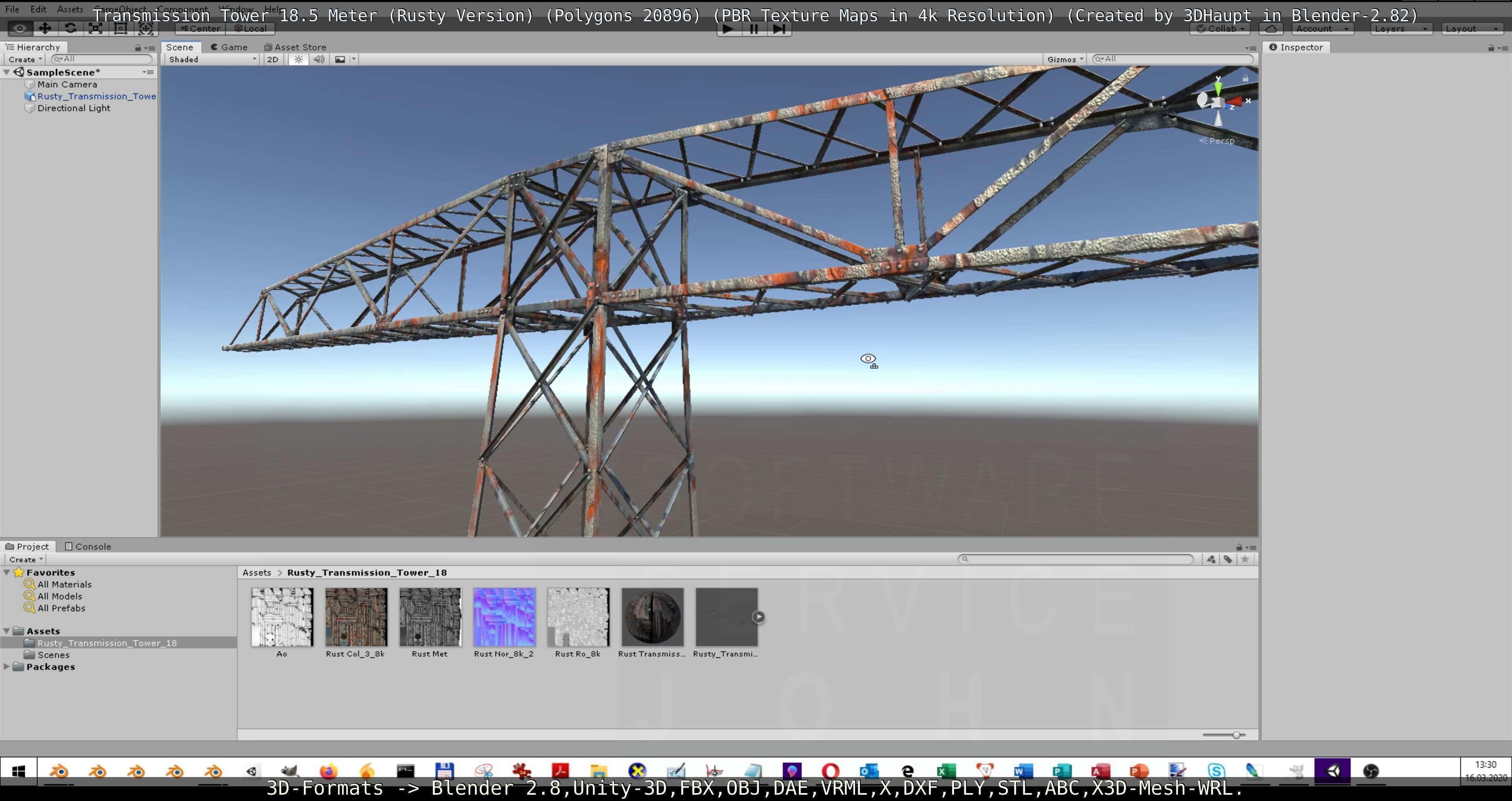 Transmission Tower 18 Meter Rusty Version Low-poly 3D model_123
