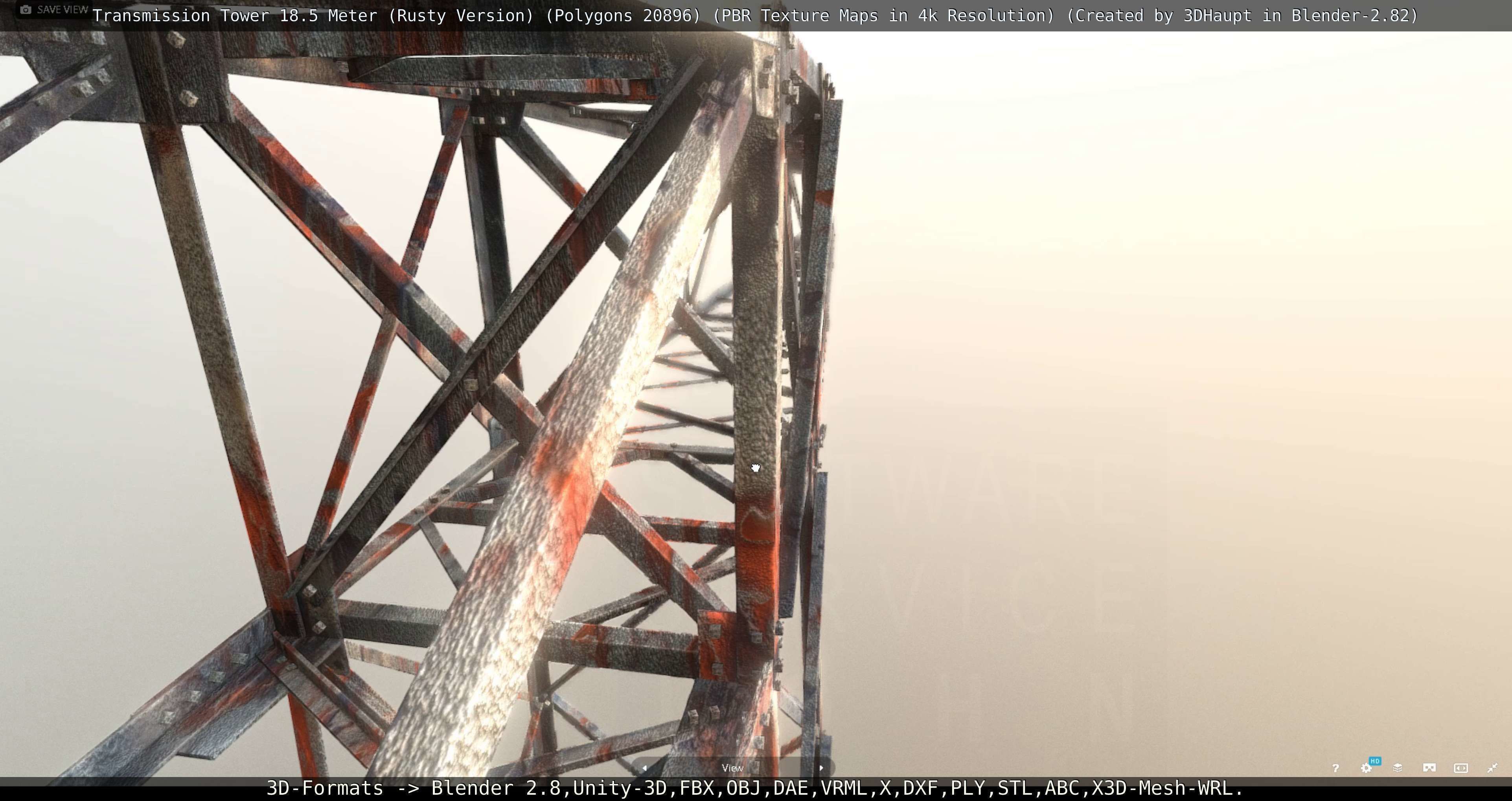 Transmission Tower 18 Meter Rusty Version Low-poly 3D model_109