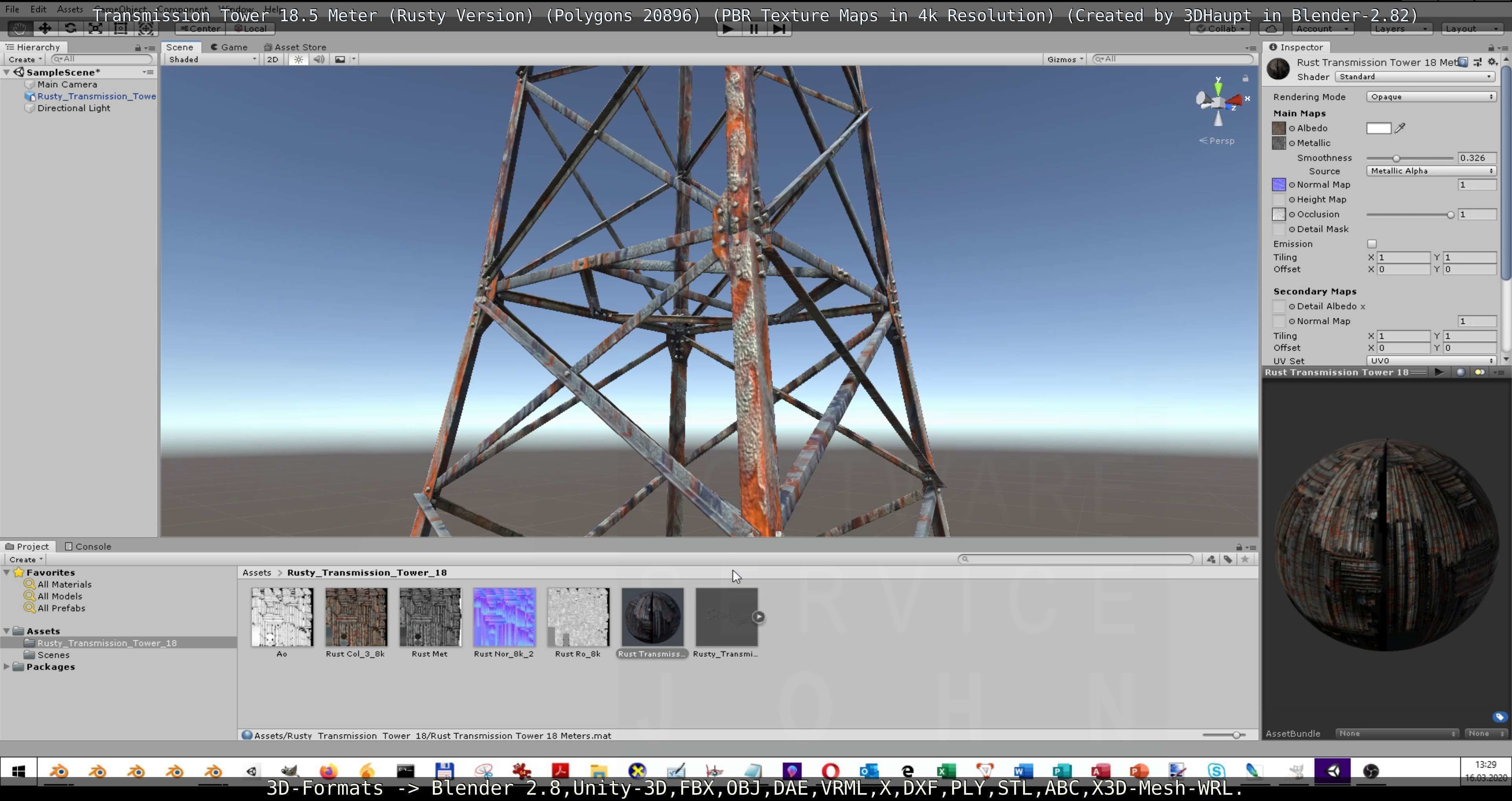 Transmission Tower 18 Meter Rusty Version Low-poly 3D model_31