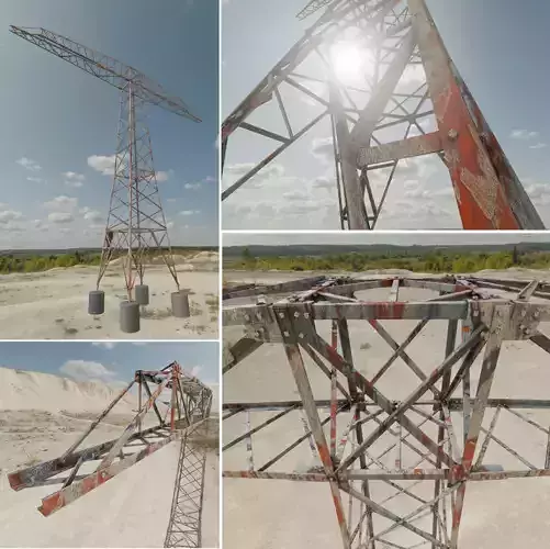 Transmission Tower 18 Meter Rusty Version Low-poly 3D model Transmission Tower 18 Meter Rusty Version Low-poly 3D model