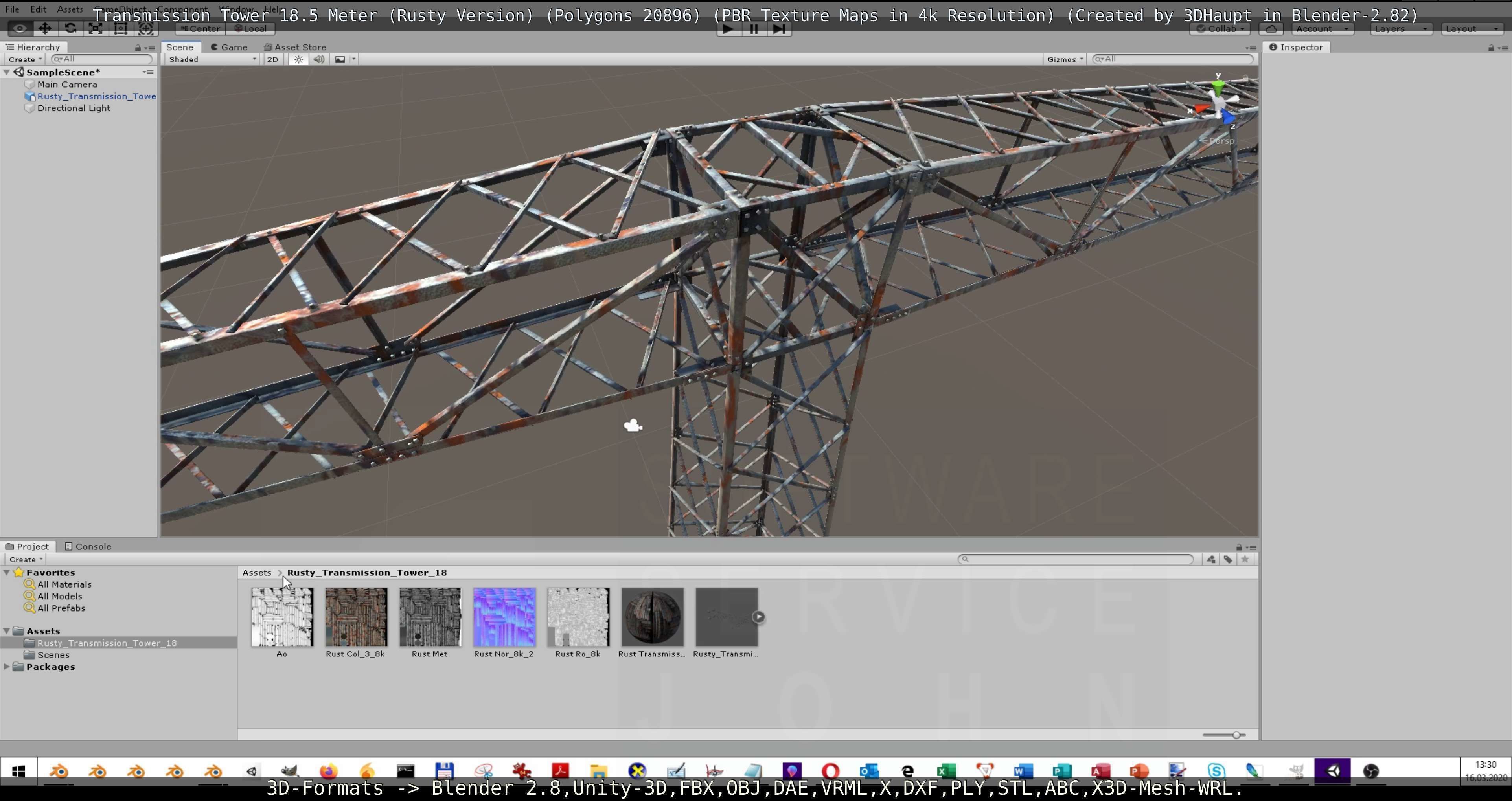 Transmission Tower 18 Meter Rusty Version Low-poly 3D model_128