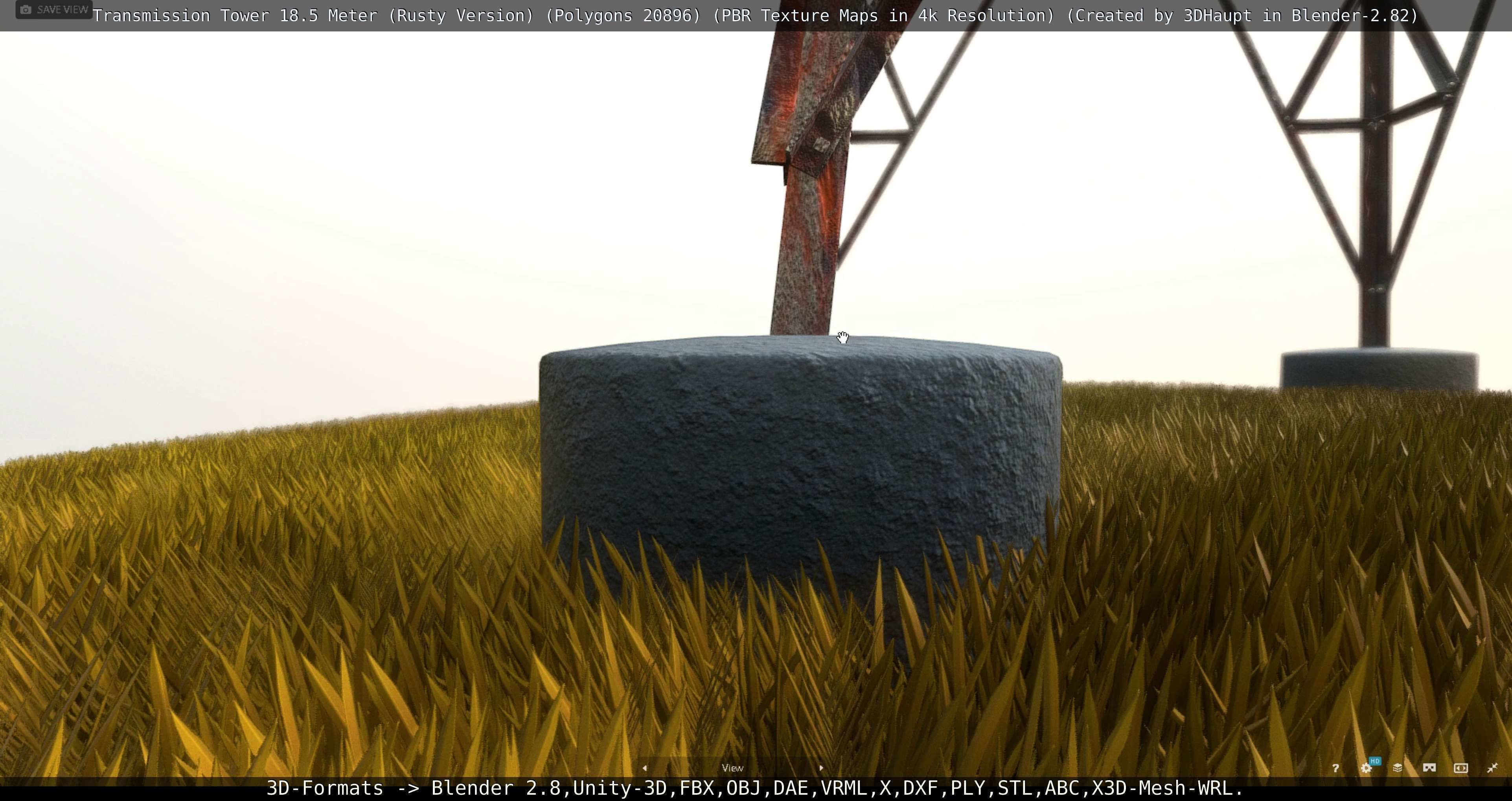 Transmission Tower 18 Meter Rusty Version Low-poly 3D model_5