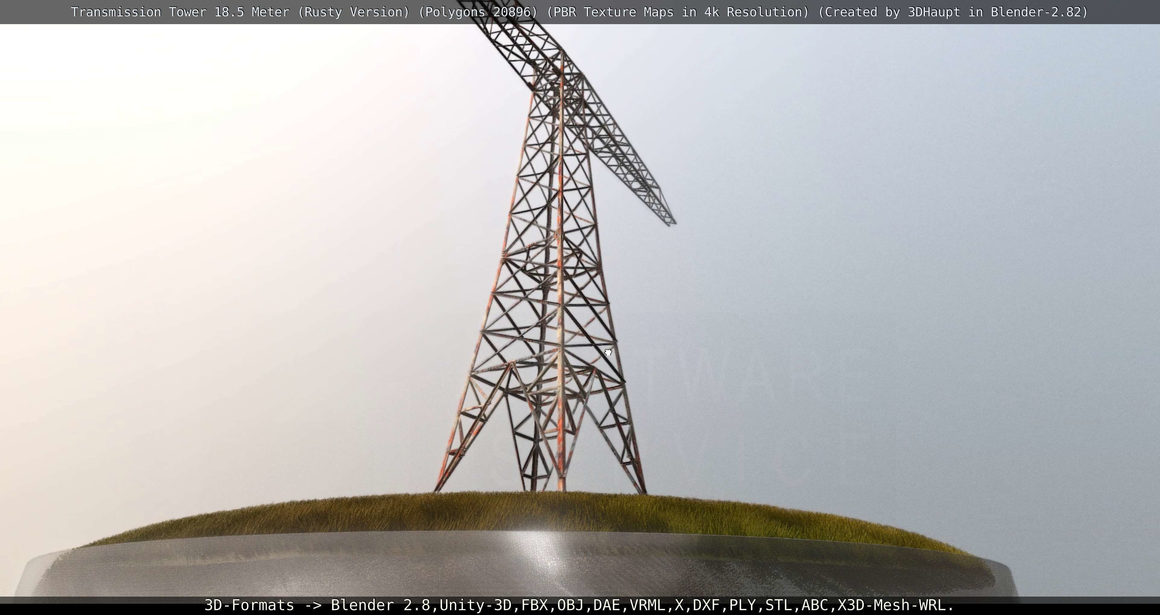 Transmission Tower 18 Meter Rusty Version Low-poly 3D model_63