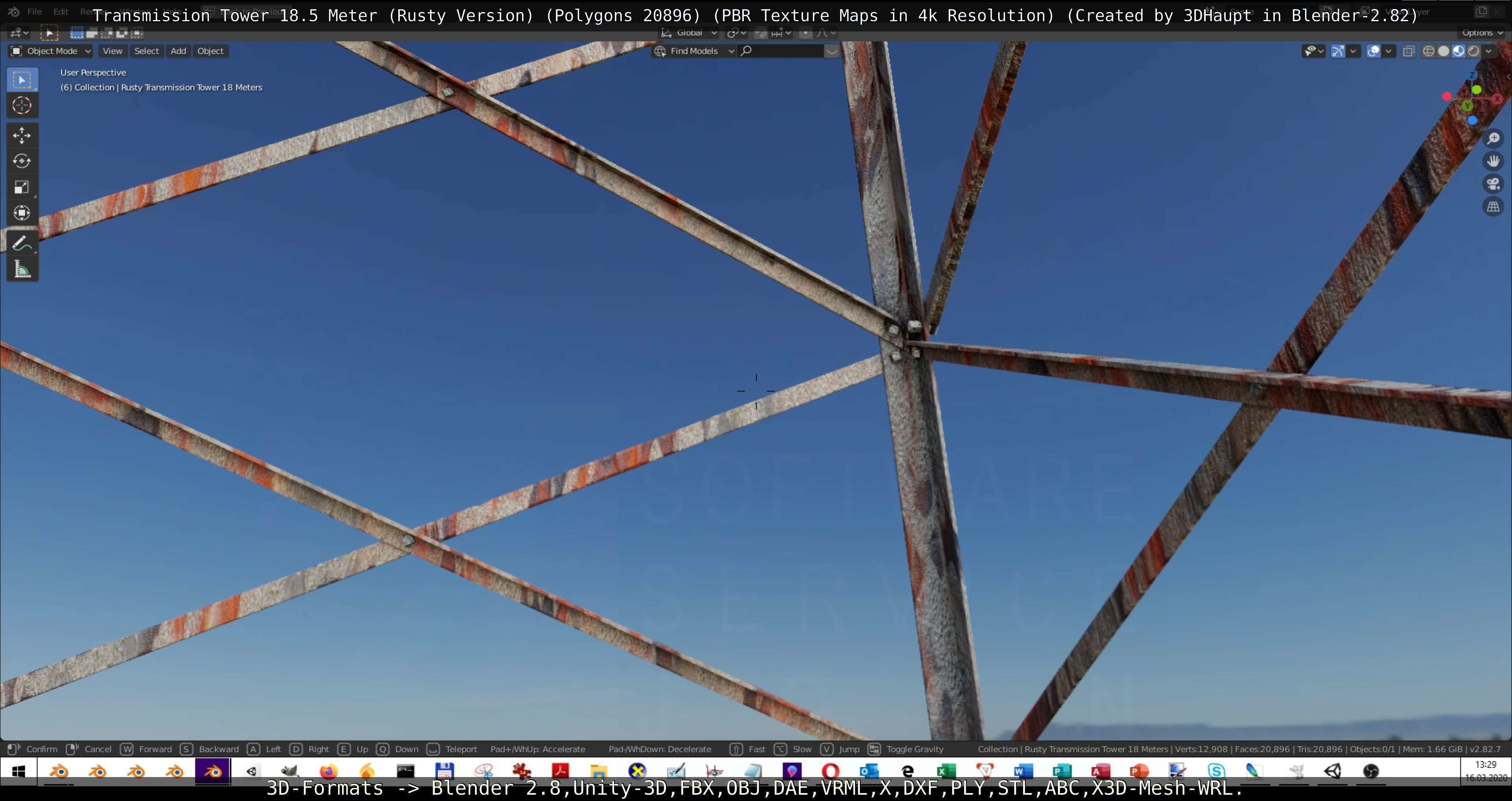 Transmission Tower 18 Meter Rusty Version Low-poly 3D model_77