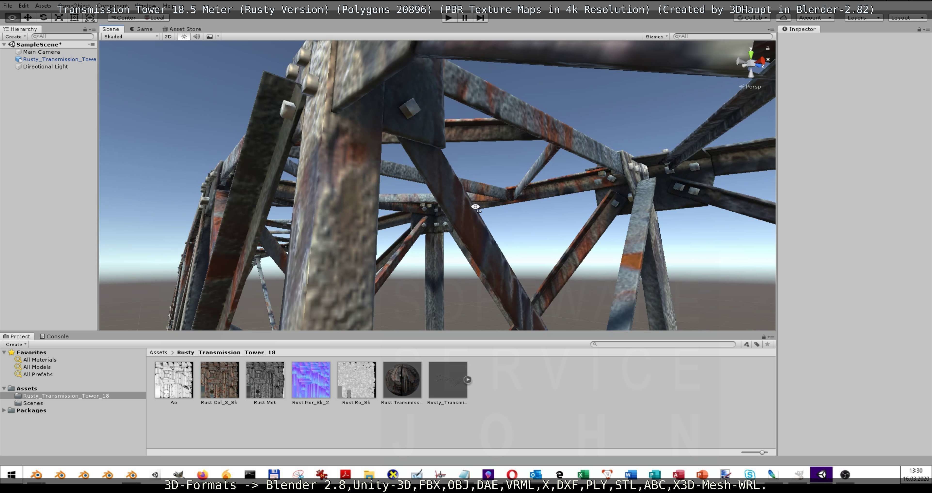 Transmission Tower 18 Meter Rusty Version Low-poly 3D model_34