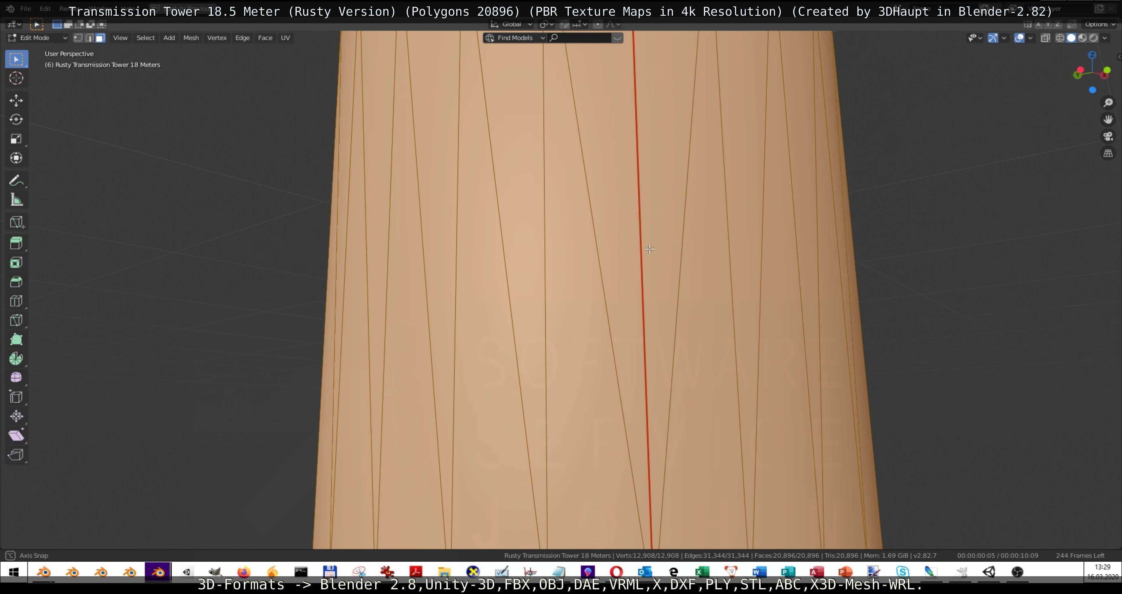 Transmission Tower 18 Meter Rusty Version Low-poly 3D model_23