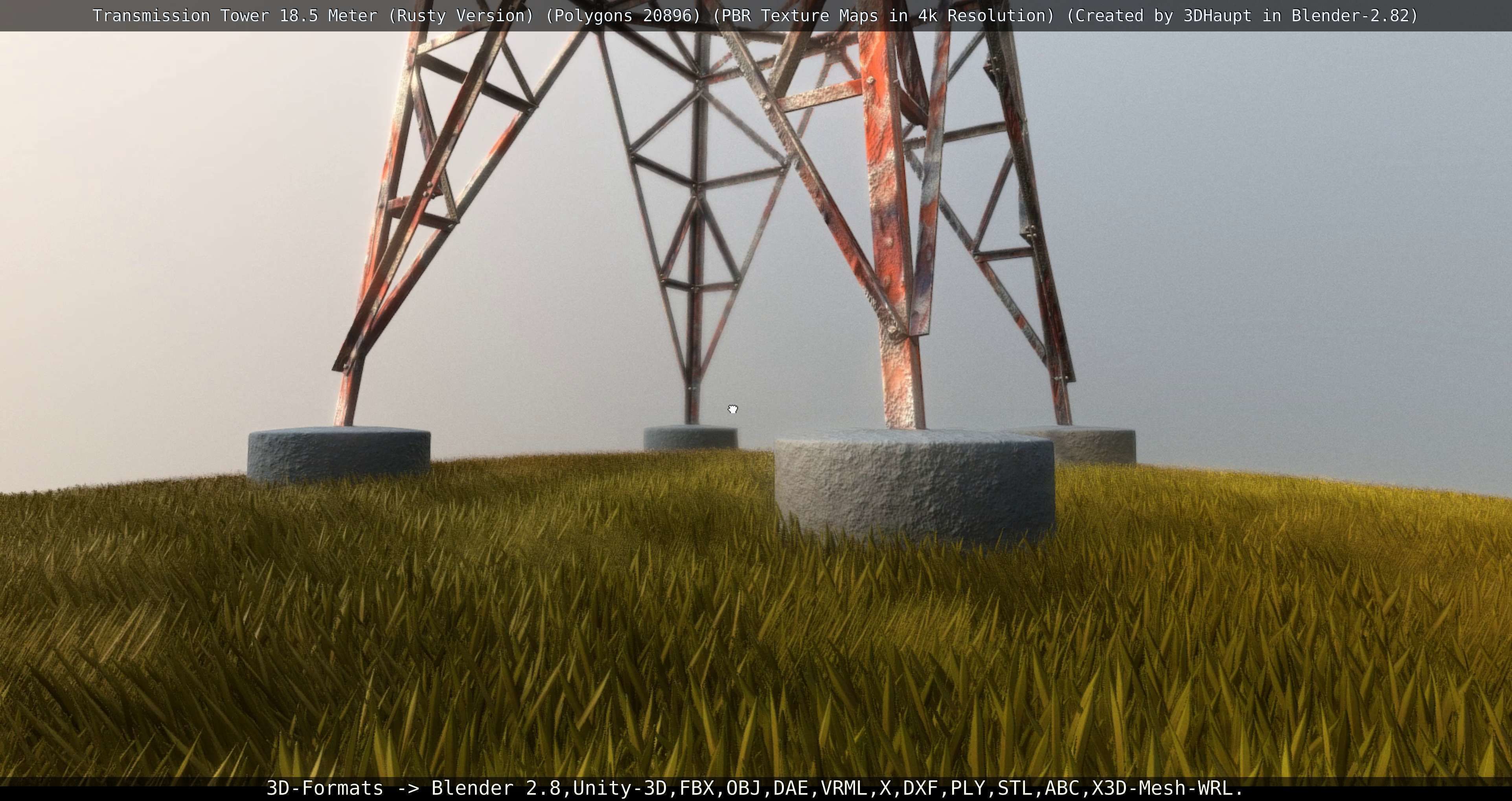 Transmission Tower 18 Meter Rusty Version Low-poly 3D model_58