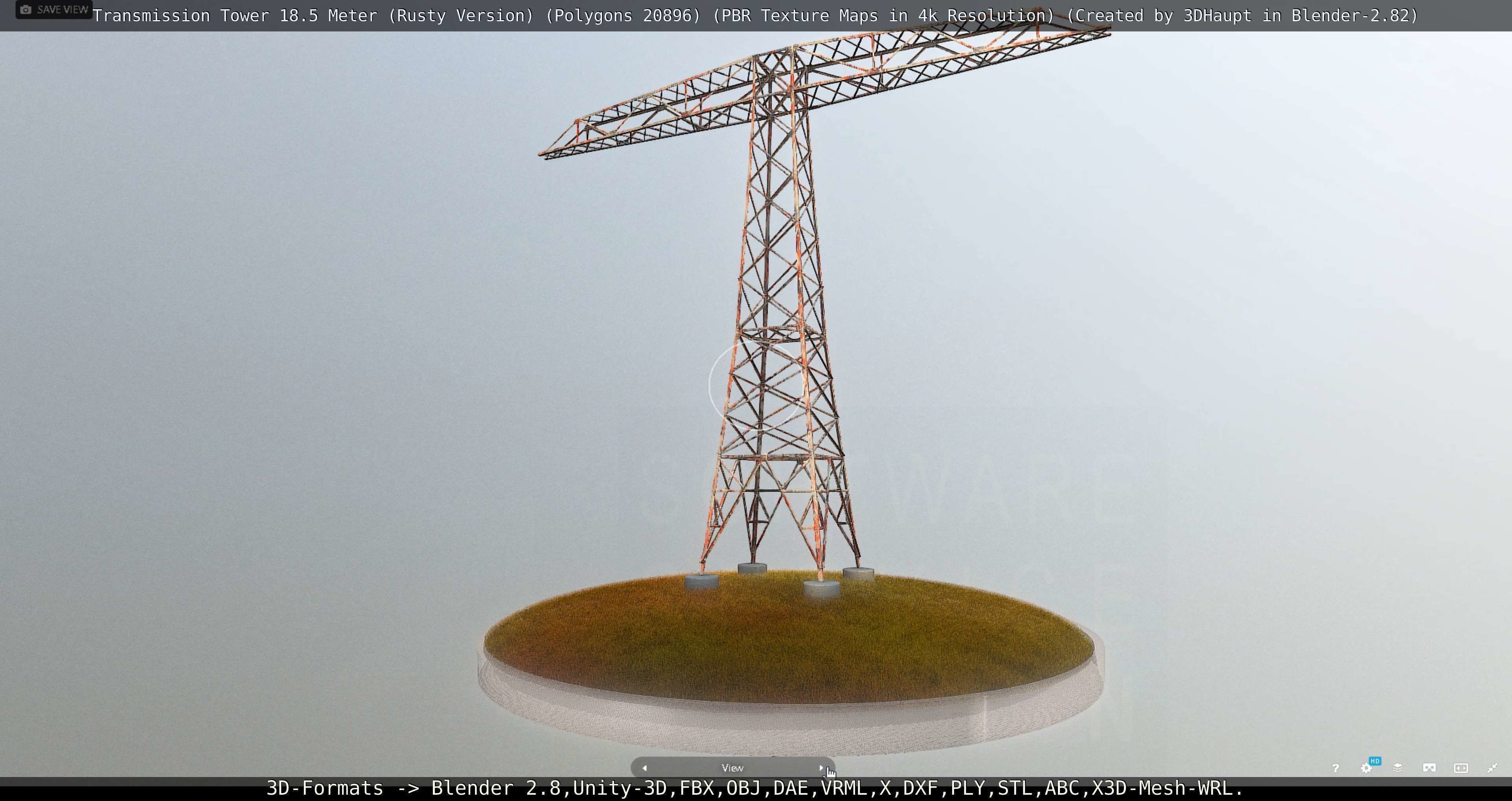 Transmission Tower 18 Meter Rusty Version Low-poly 3D model_88
