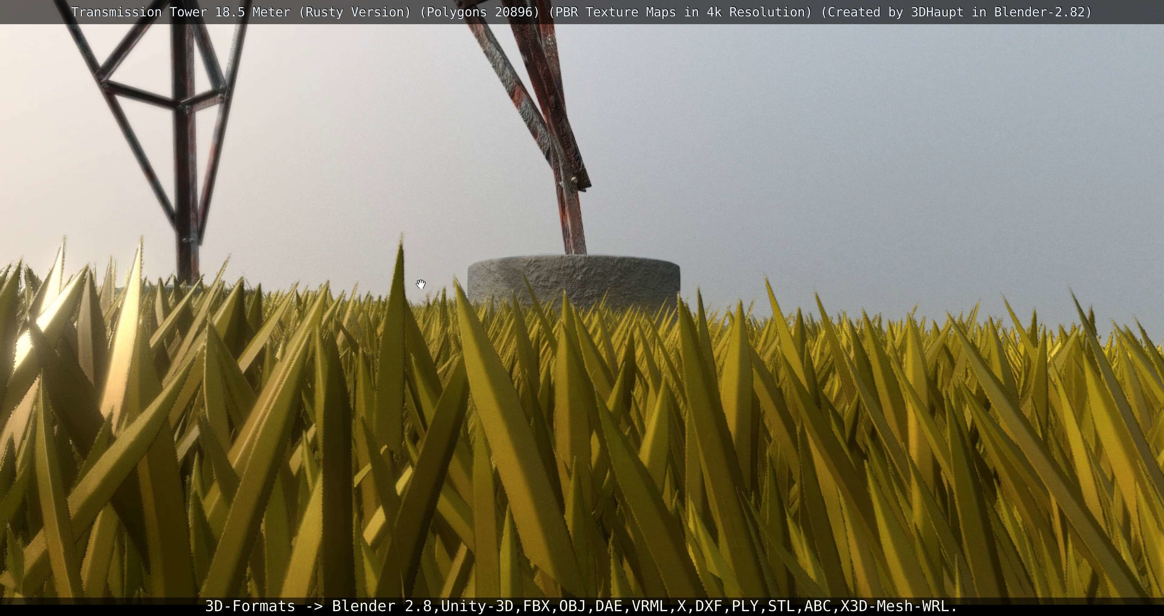 Transmission Tower 18 Meter Rusty Version Low-poly 3D model_6