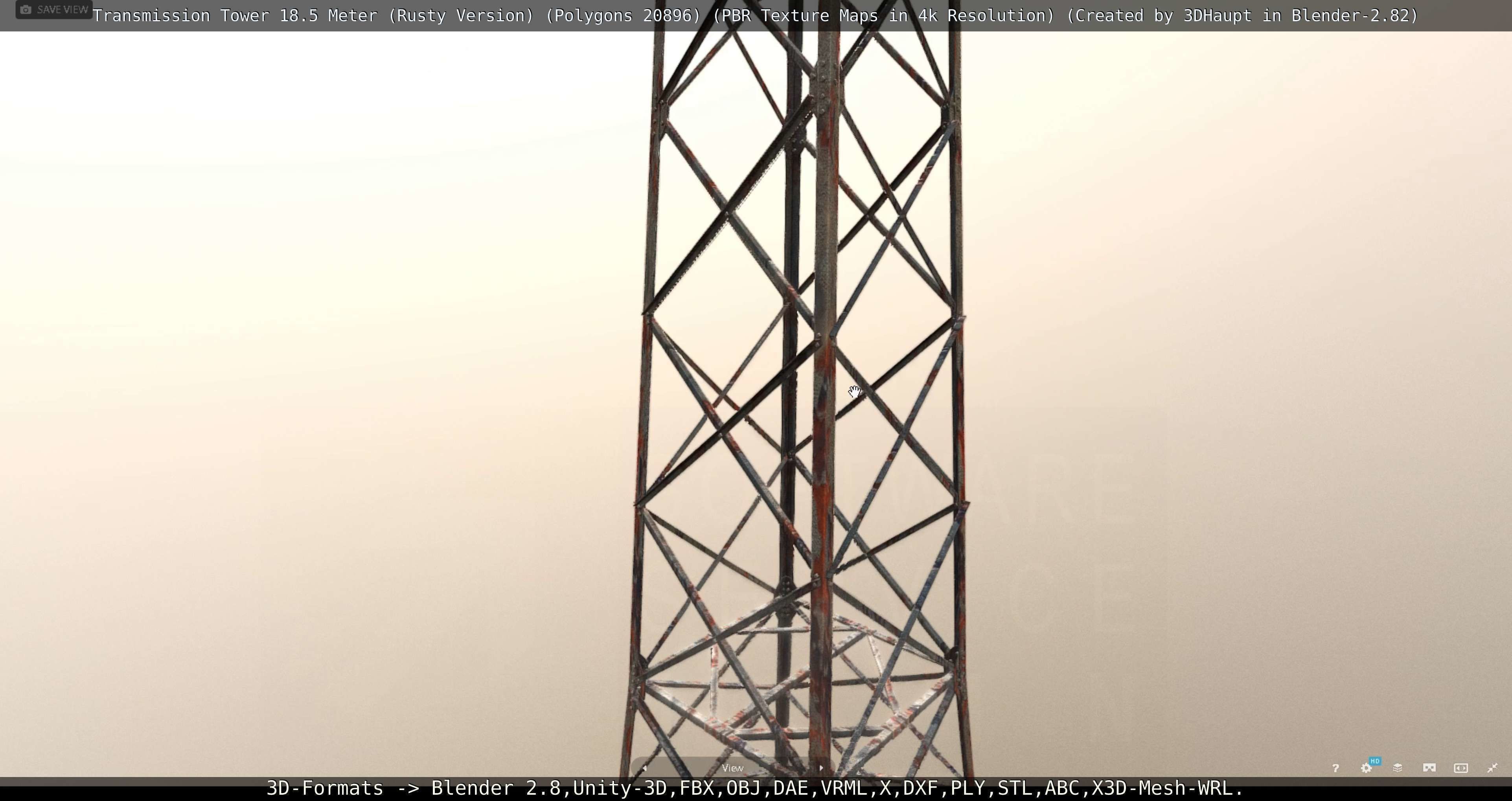 Transmission Tower 18 Meter Rusty Version Low-poly 3D model_46